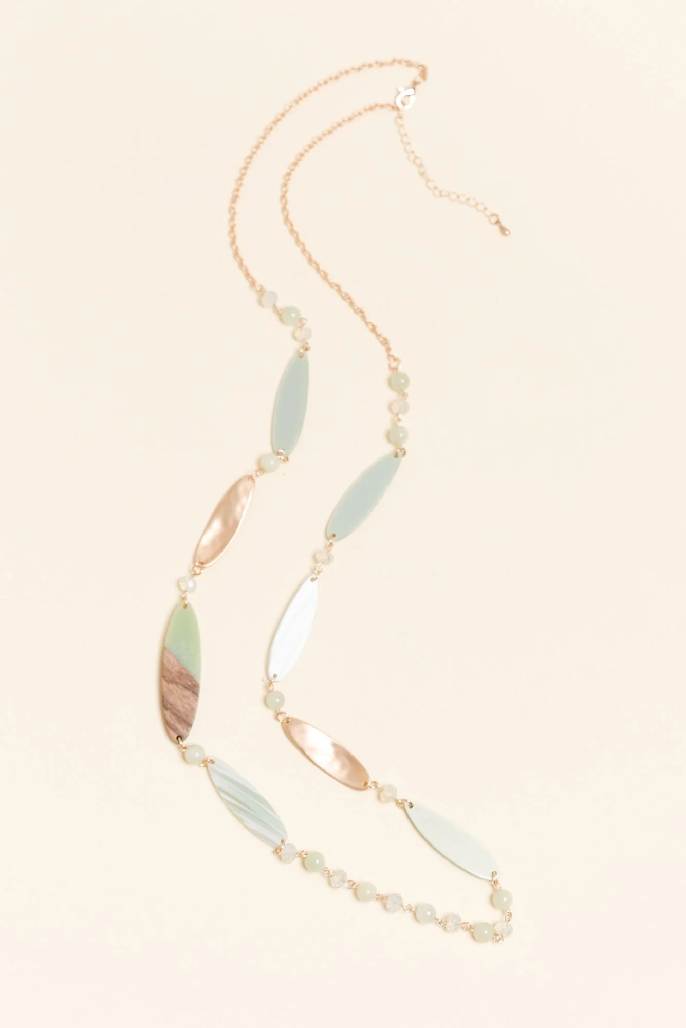 Aal Green Beaded Leaf Necklace