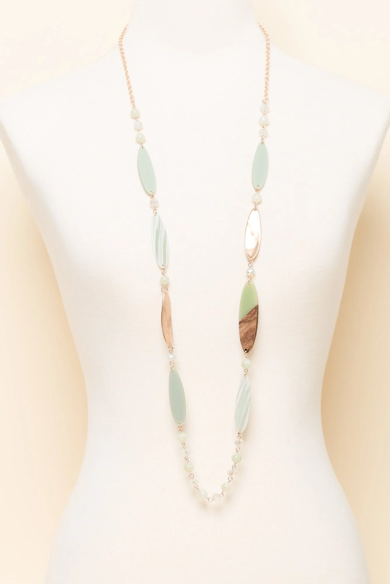 Aal Green Beaded Leaf Necklace - Image 2