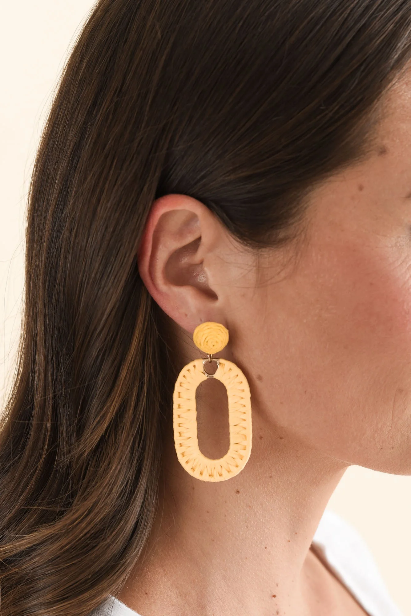 Abeni Yellow Straw Drop Earrings - Image 2