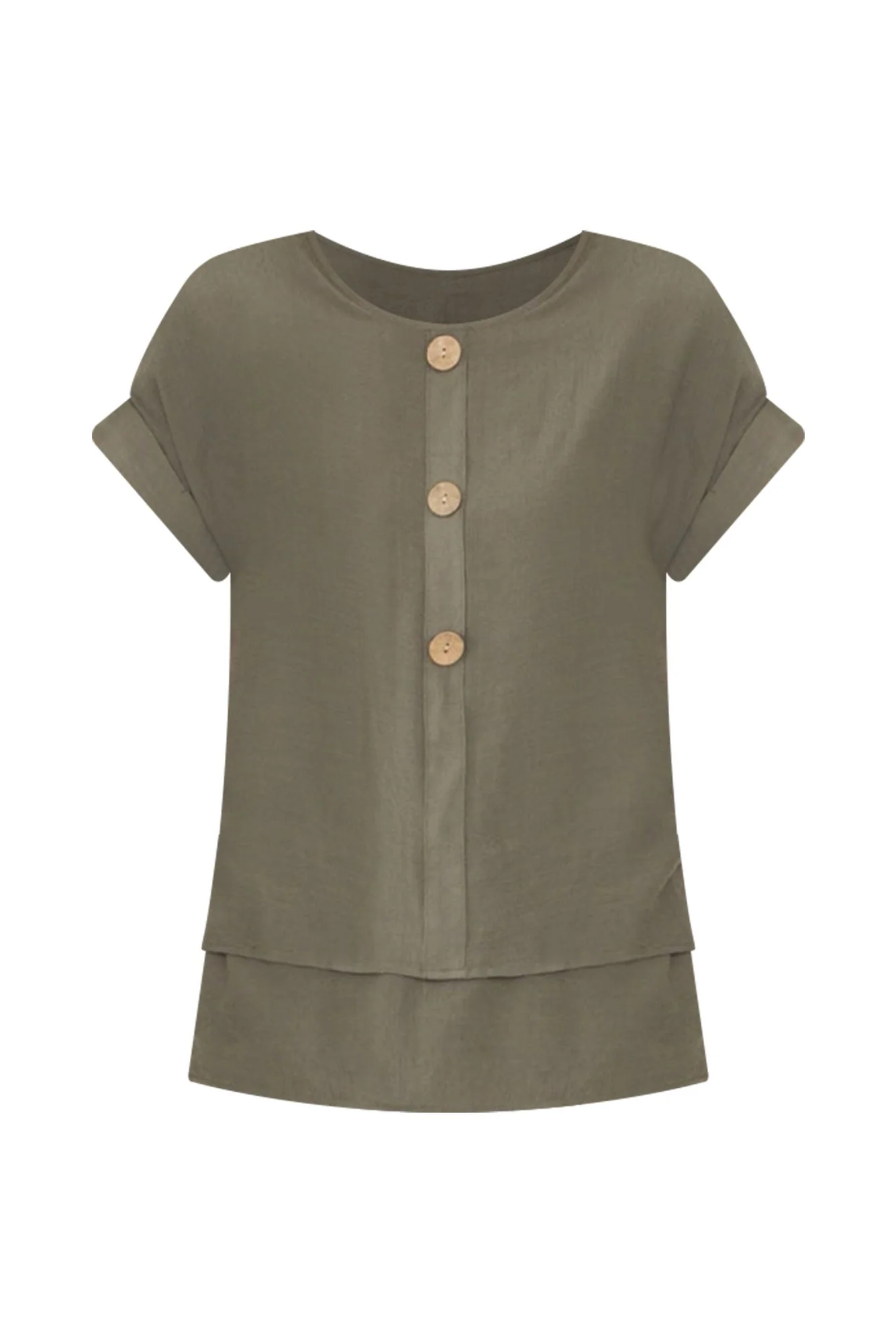 Abilene Khaki Button Top - Image 3