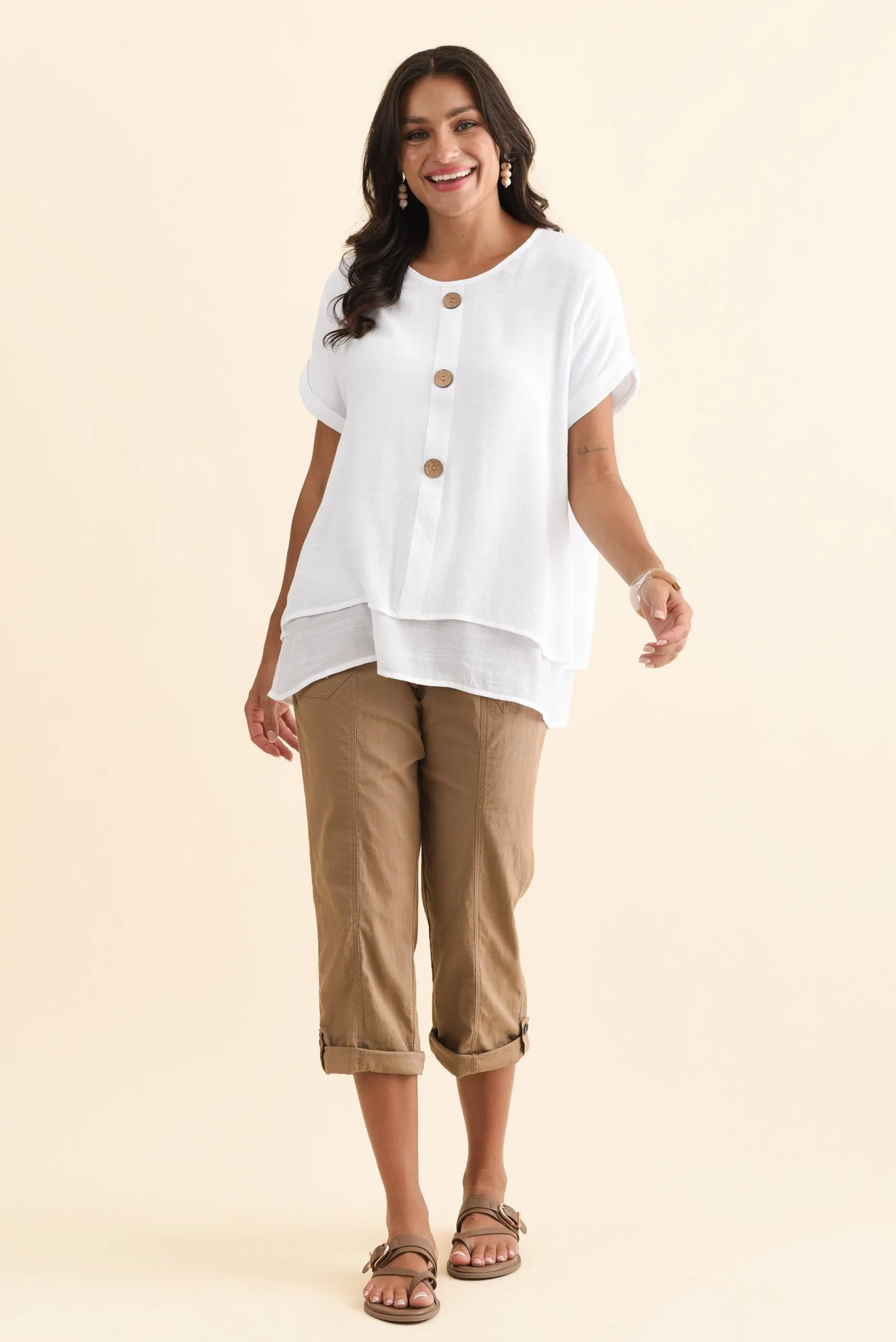 Abilene White Button Top - Image 7