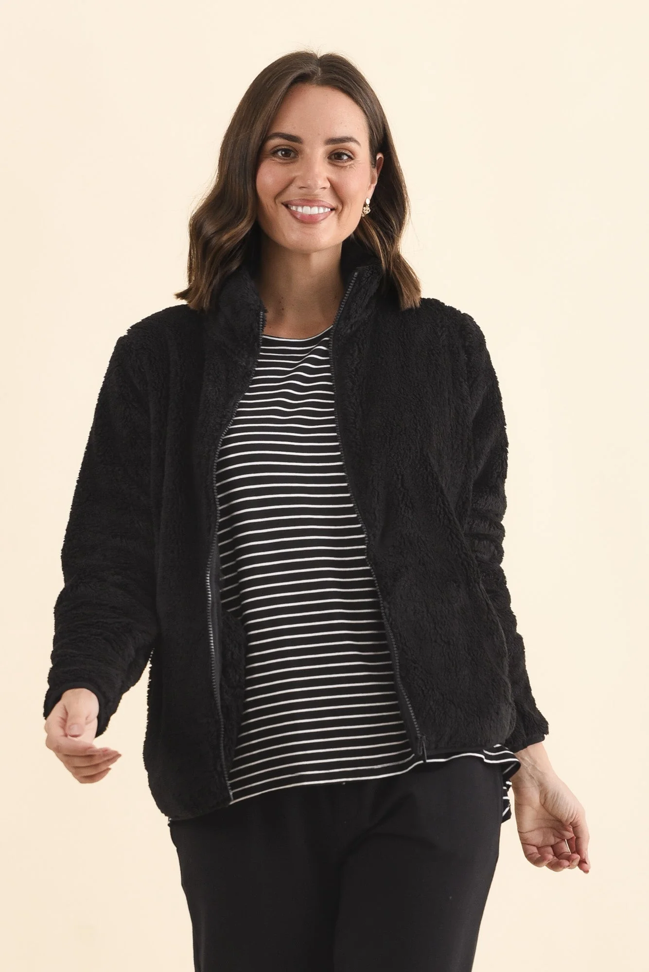 Ackerley Black Faux Fur Jacket
