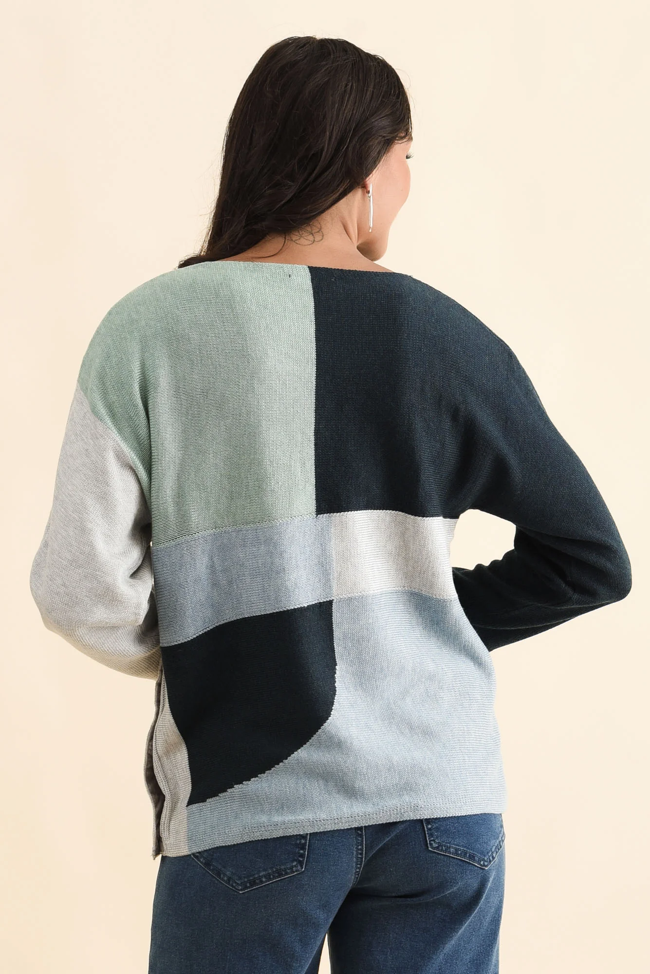 Acton Blue Splice Wool Blend Jumper - Image 4