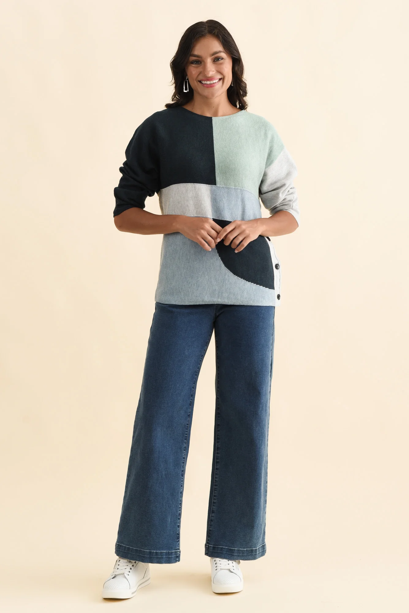 Acton Blue Splice Wool Blend Jumper - Image 7