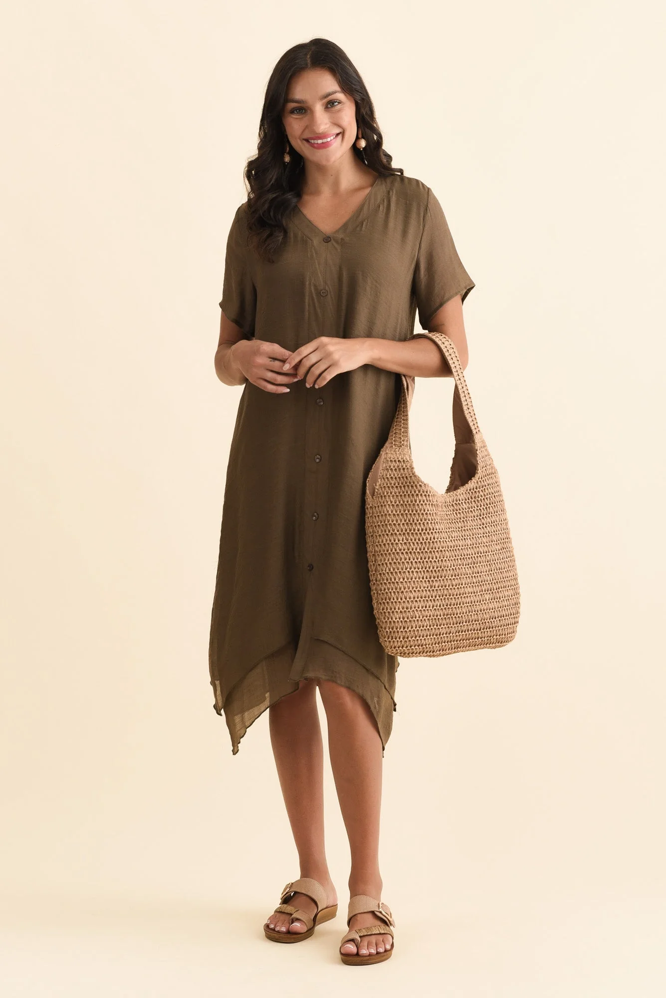 Adelaide Chocolate Layered Button Dress - Image 2