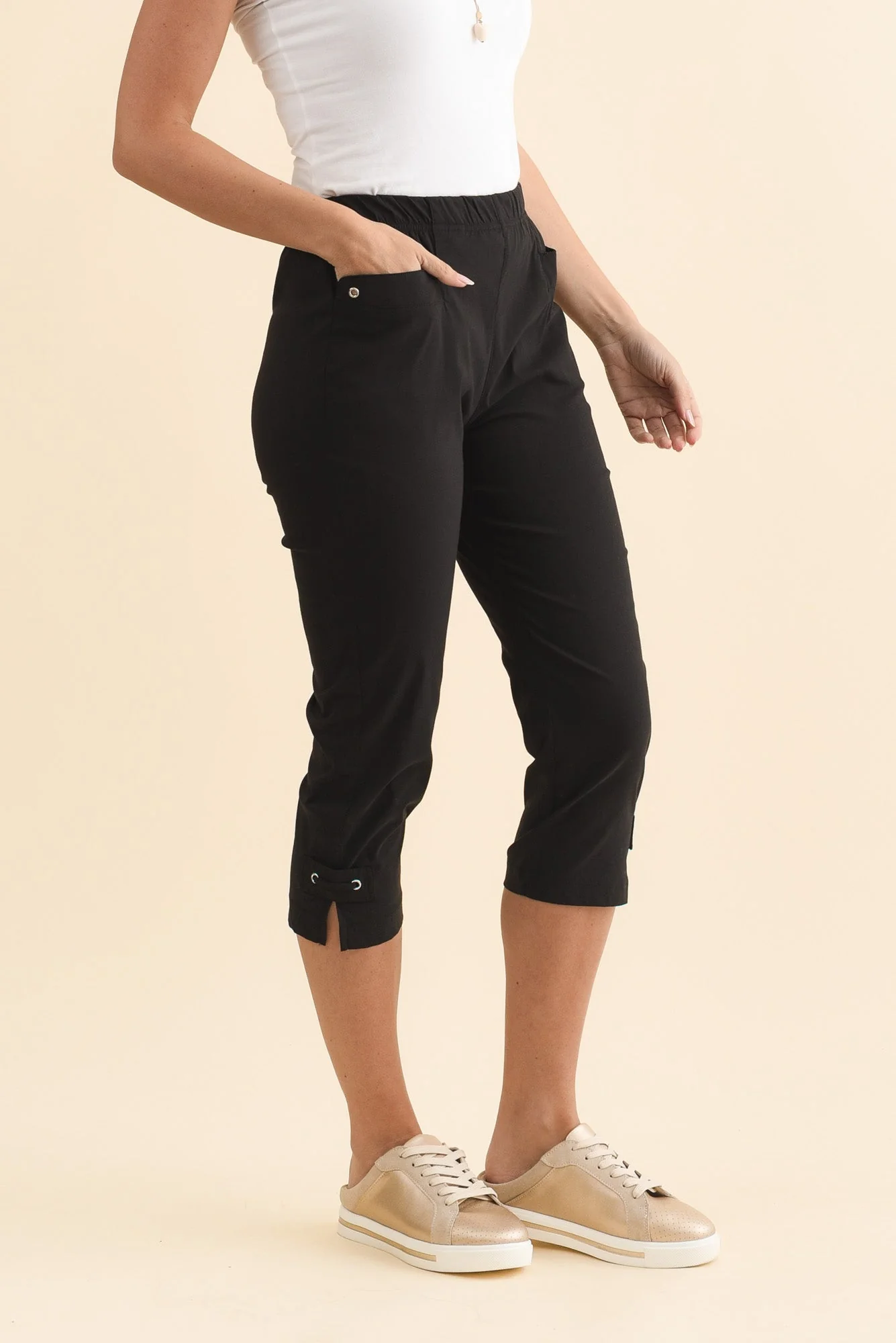 Air-Lite Black Stretch Capri Pants - Image 4