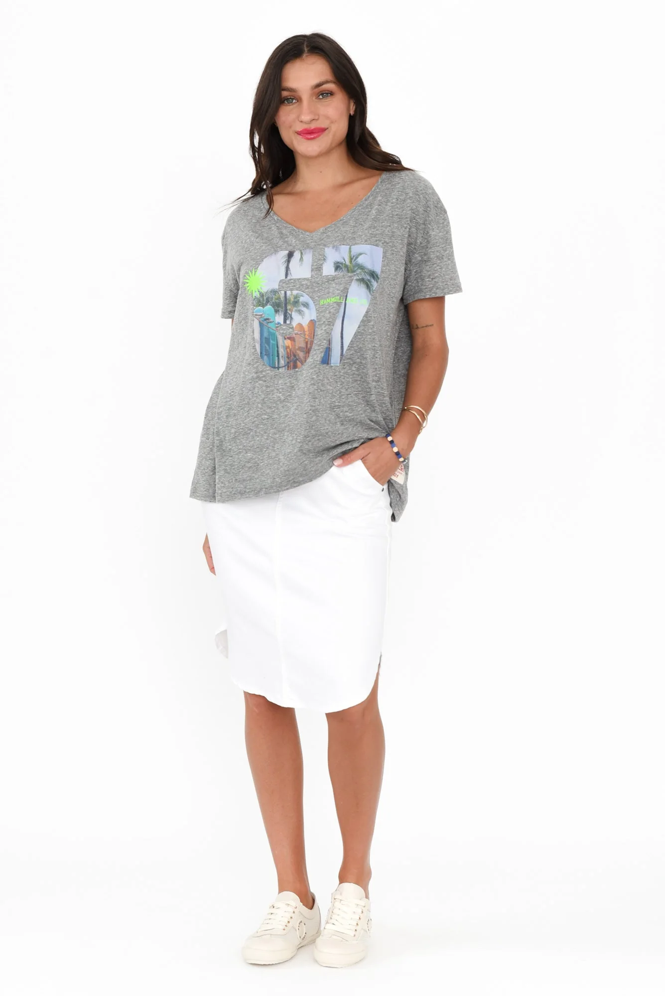 Alina White Denim Drawstring Skirt - Image 4