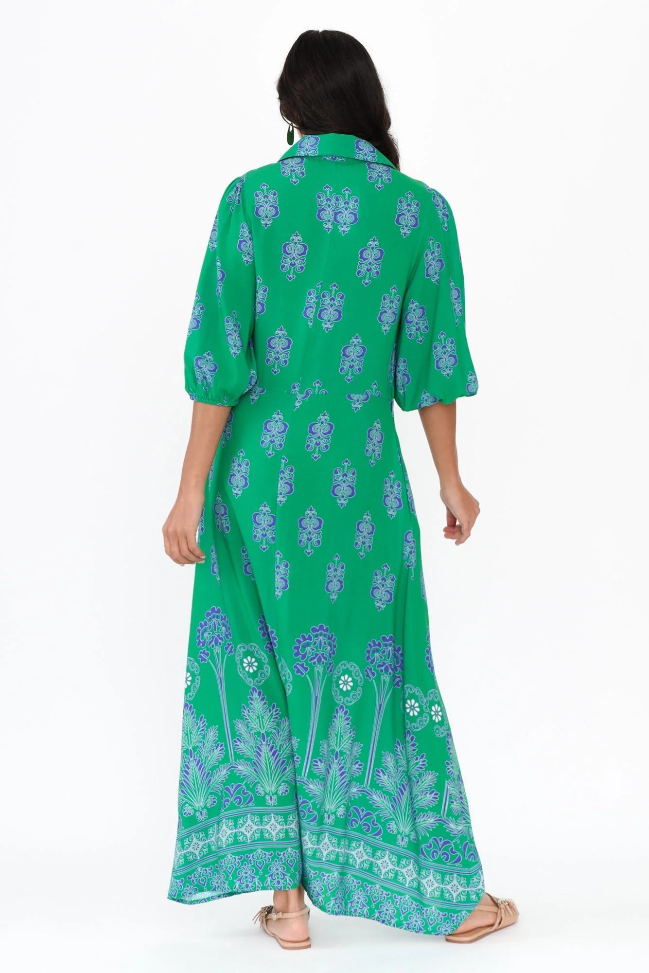 Alivia Green Mosaic Shirt Dress - Image 5