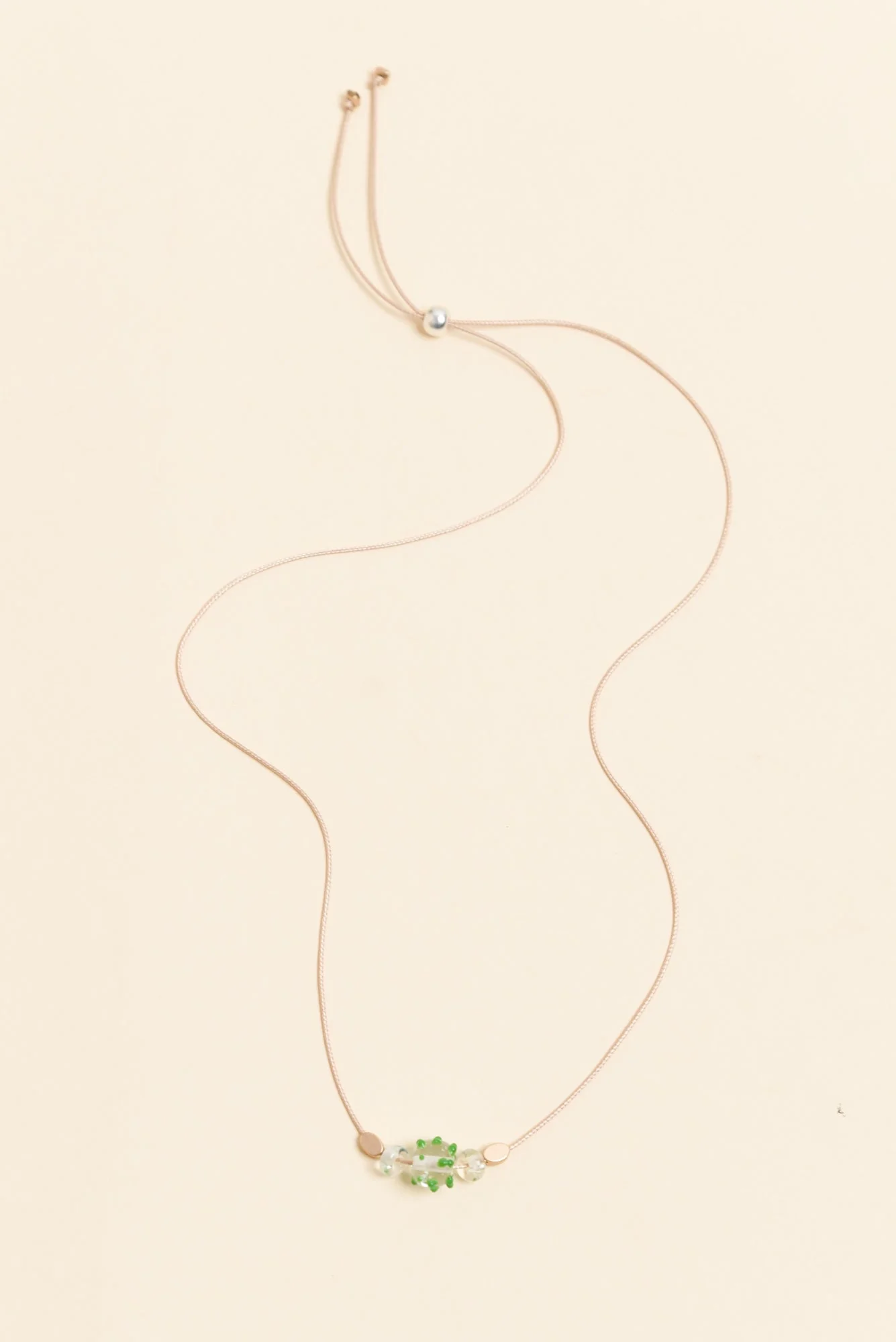 Almia Green Dot Glass Beaded Necklace
