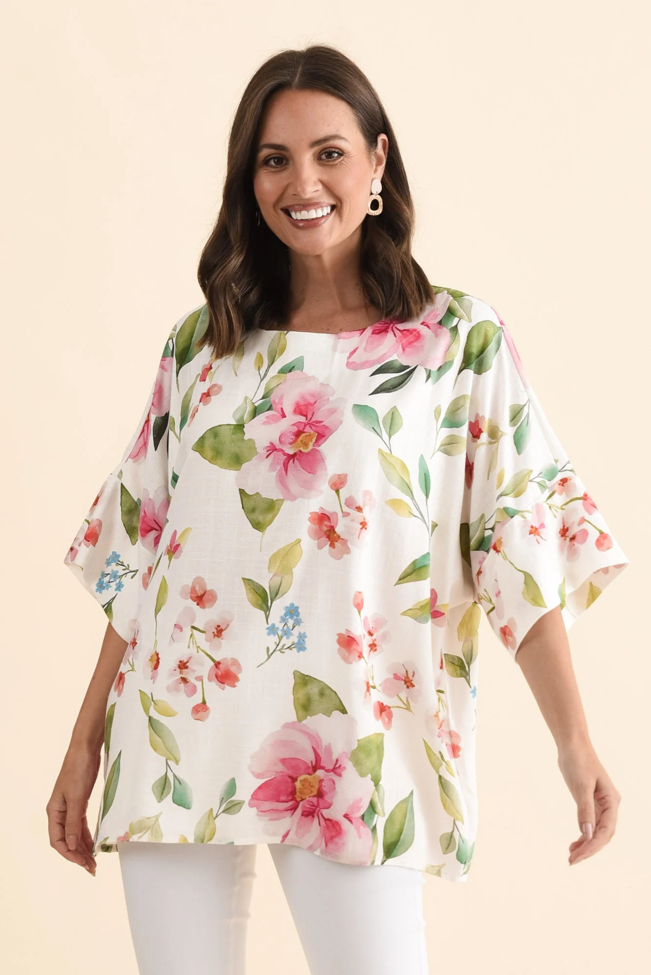 Alton White Blossom Linen Cotton Top