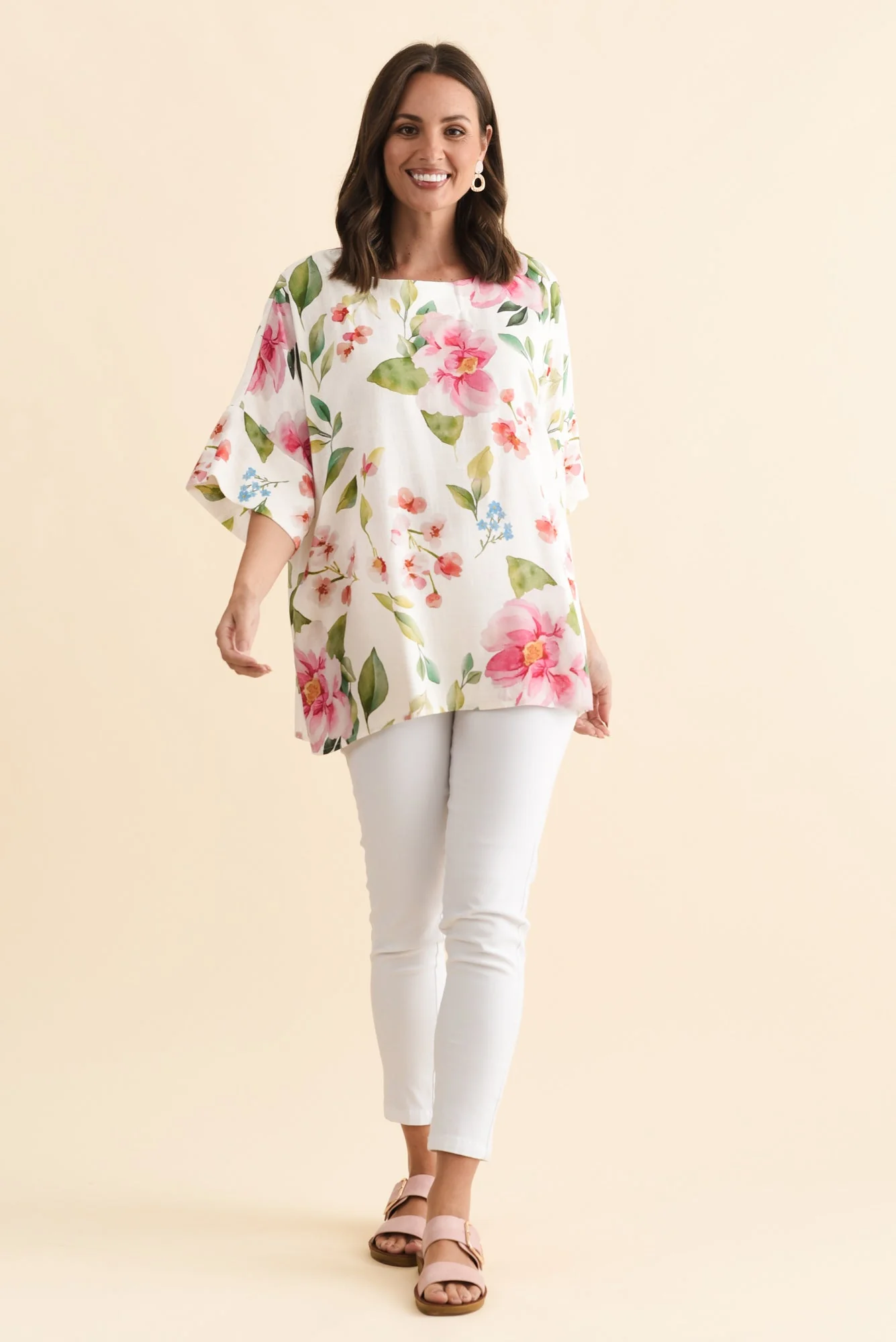 Alton White Blossom Linen Cotton Top - Image 2