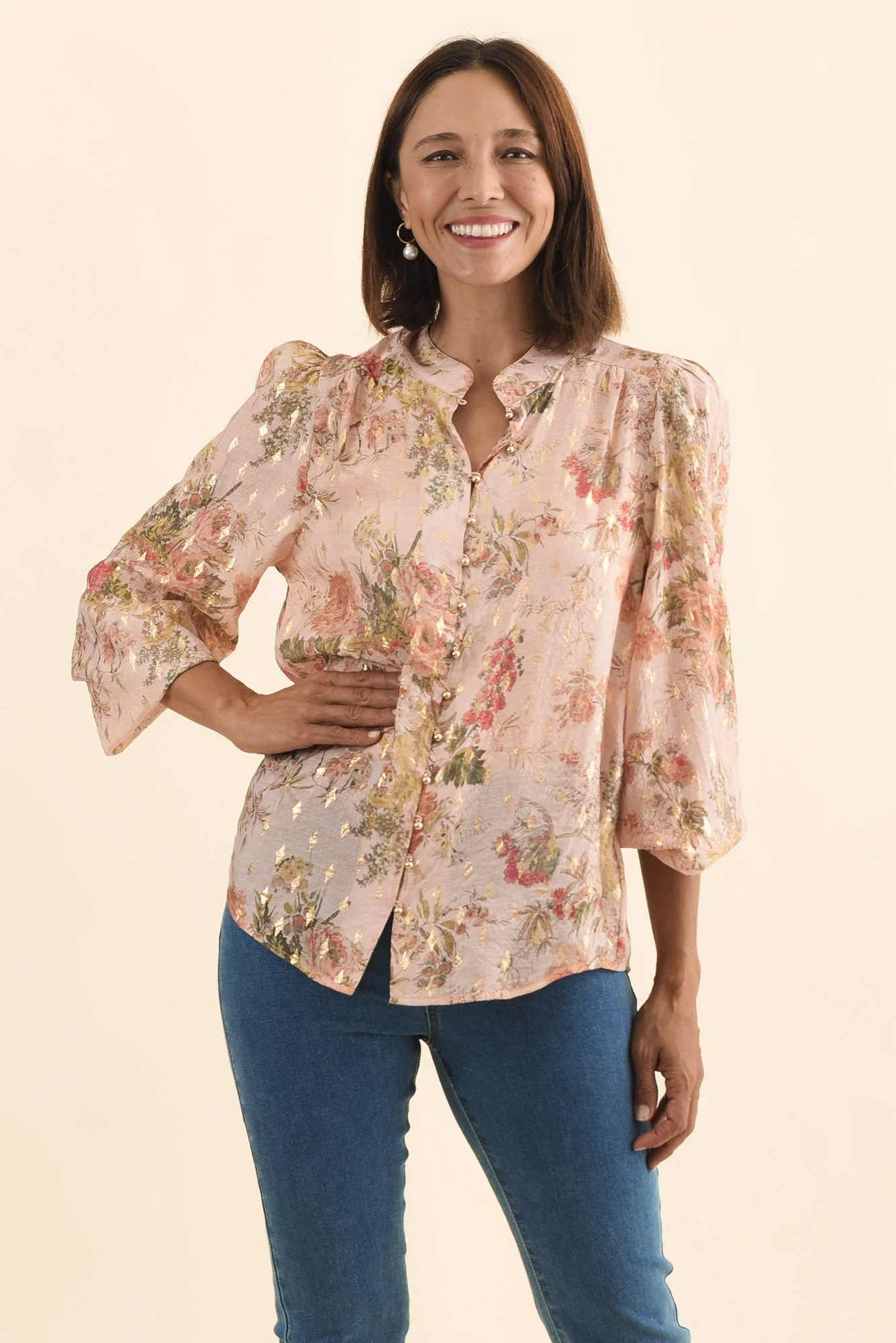 Alvarez Pink Garden Button Blouse - Image 2