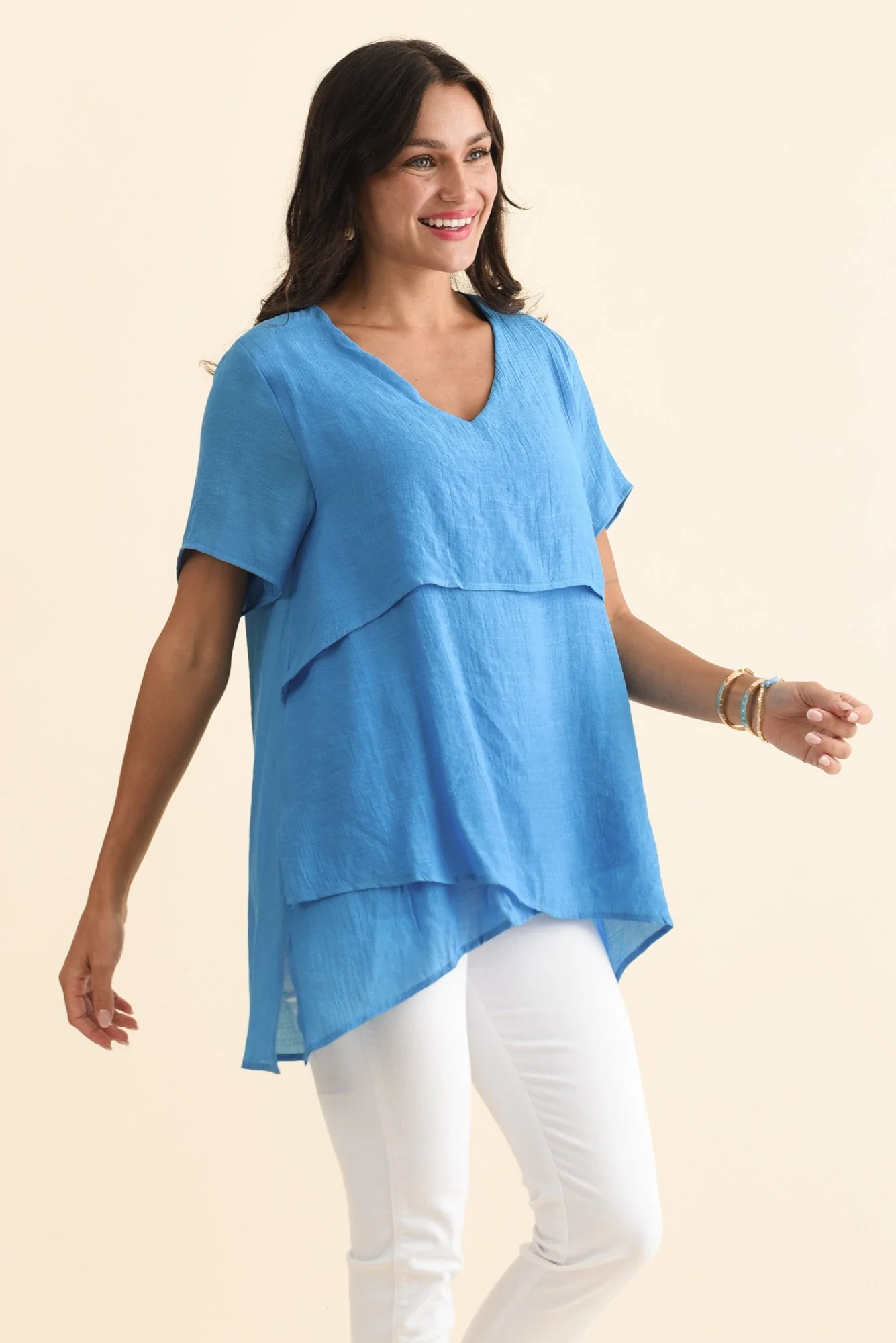 Alvina Azure Blue Layered Tunic Top - Image 3