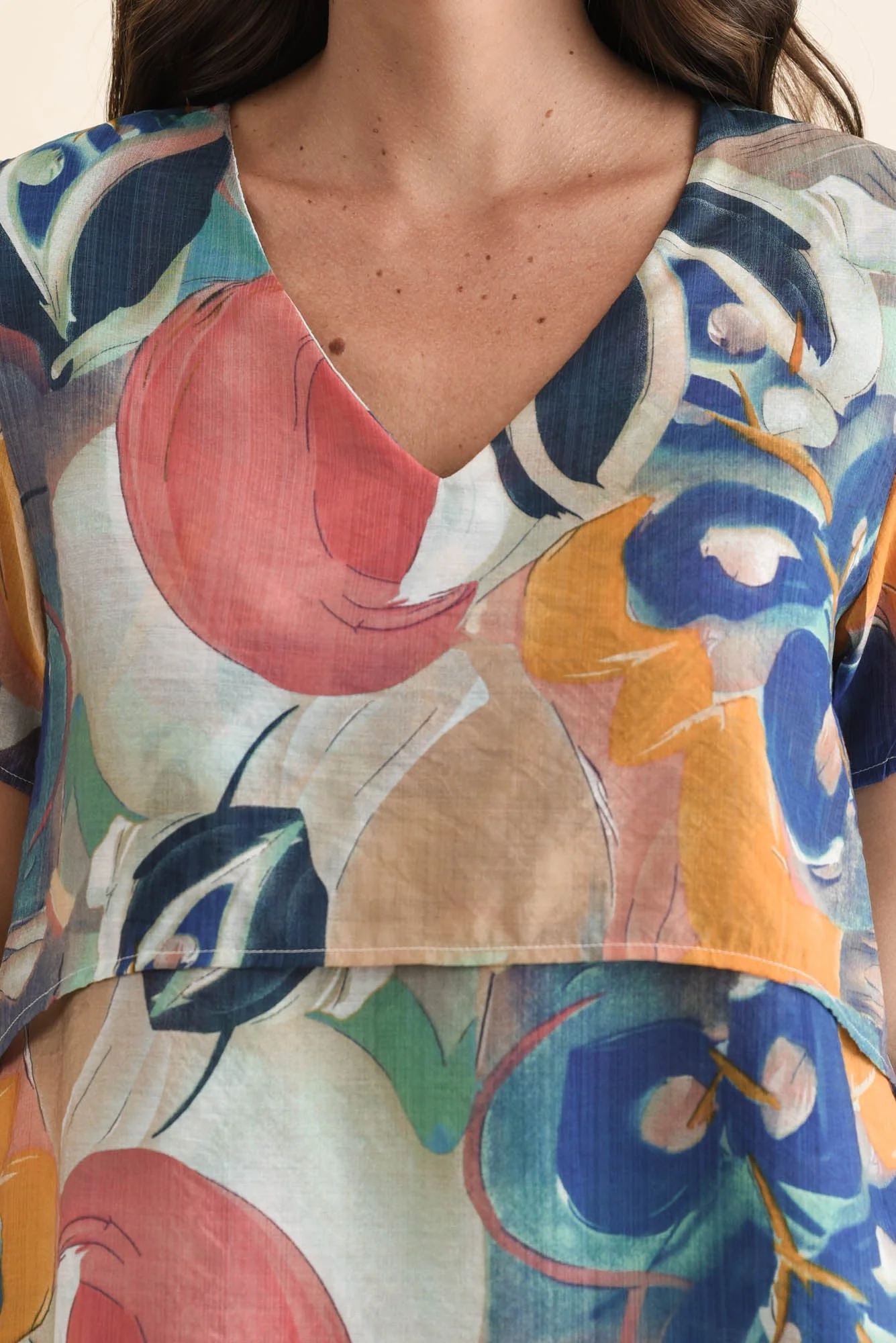 Alvina Blue Floral Layered Tunic Top - Image 5