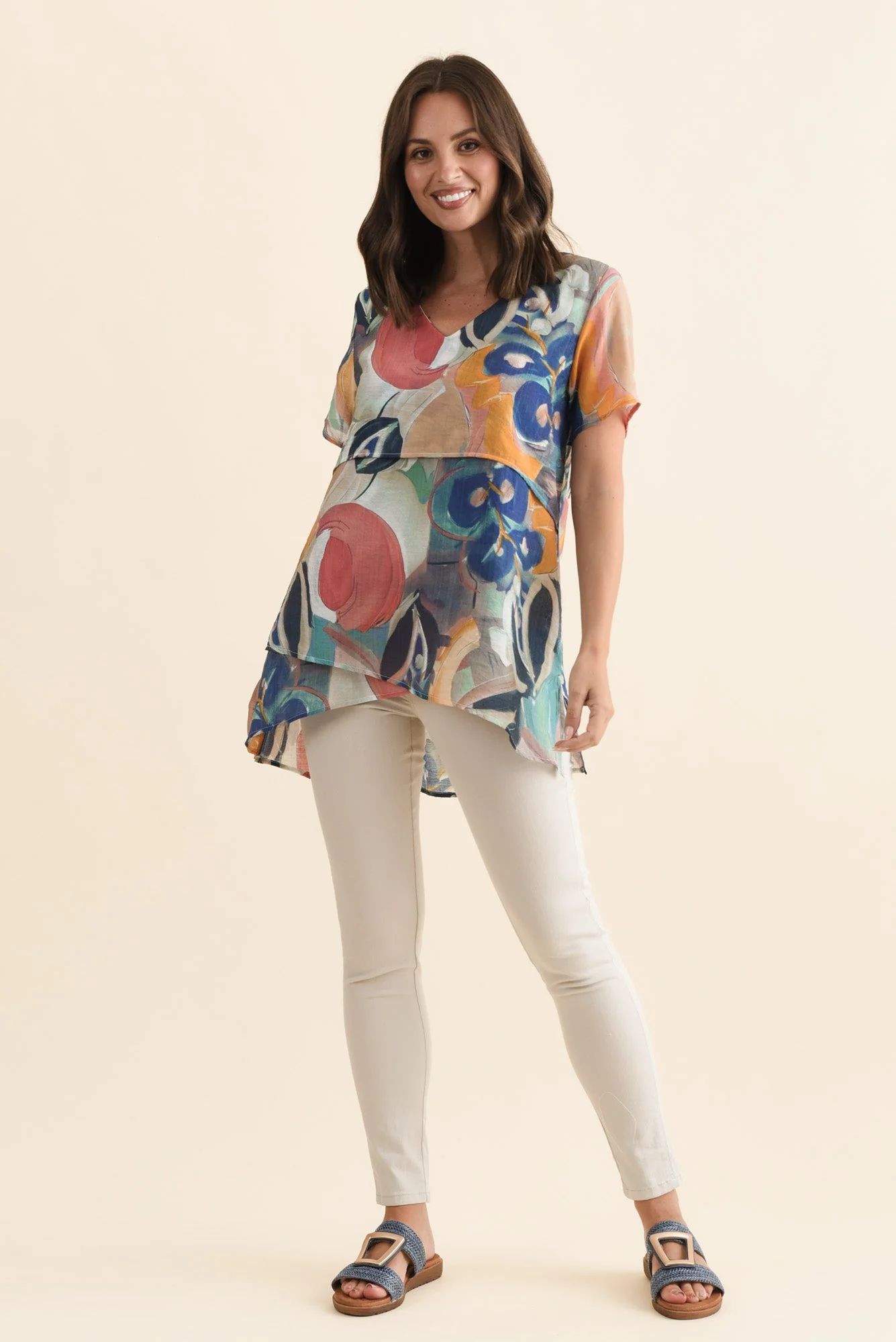 Alvina Blue Floral Layered Tunic Top - Image 6