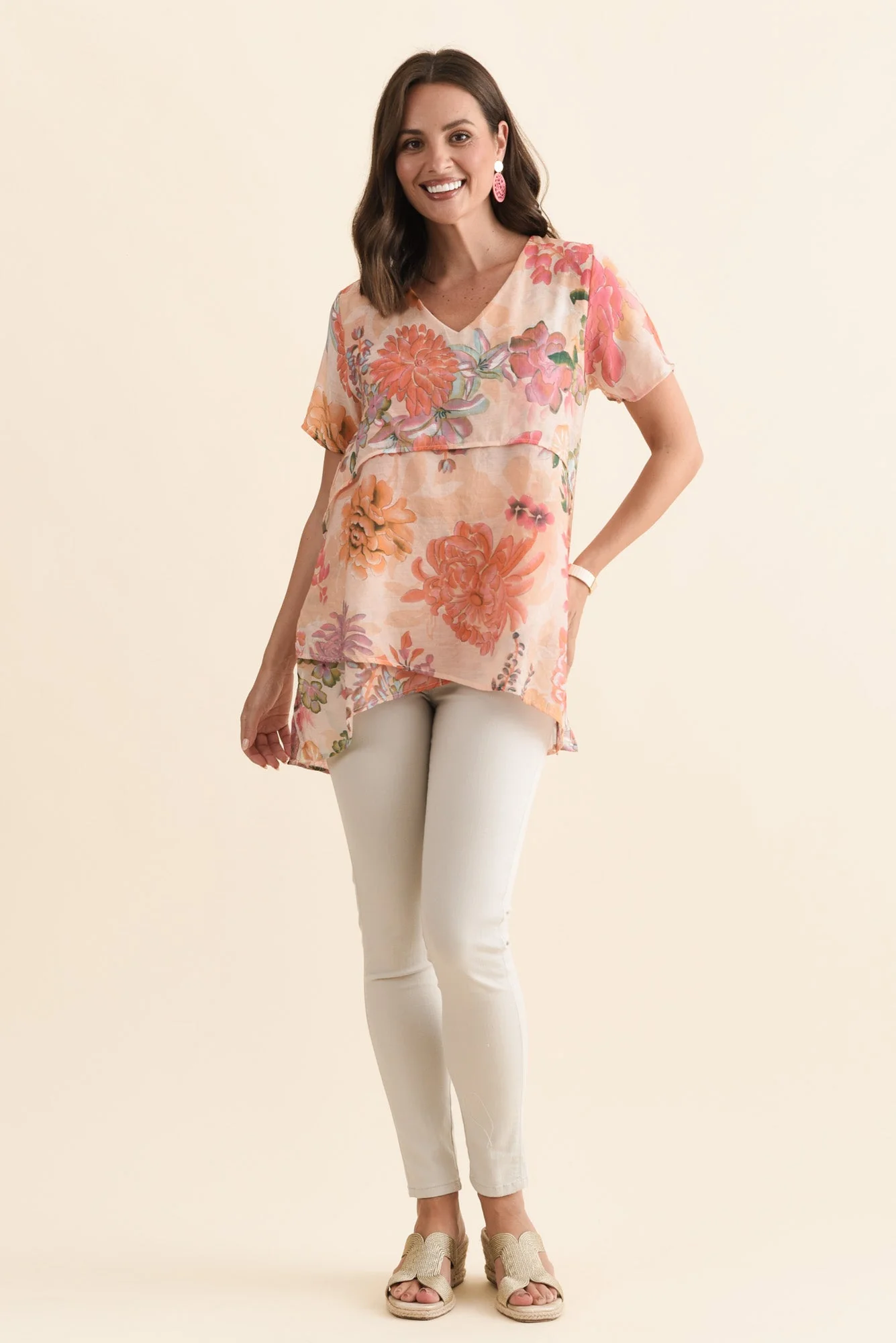 Alvina Orange Garden Layered Tunic Top - Image 2