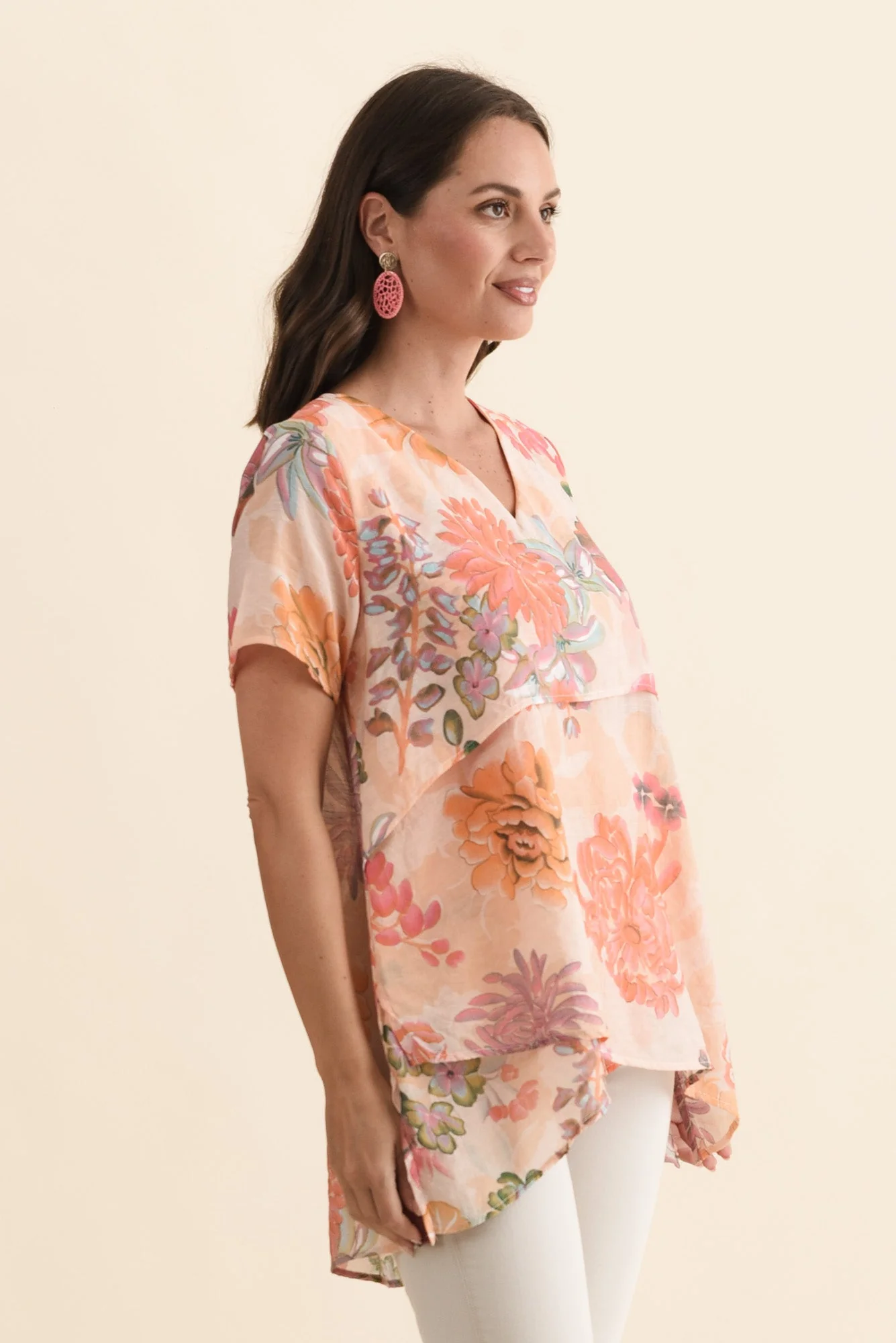 Alvina Orange Garden Layered Tunic Top - Image 3