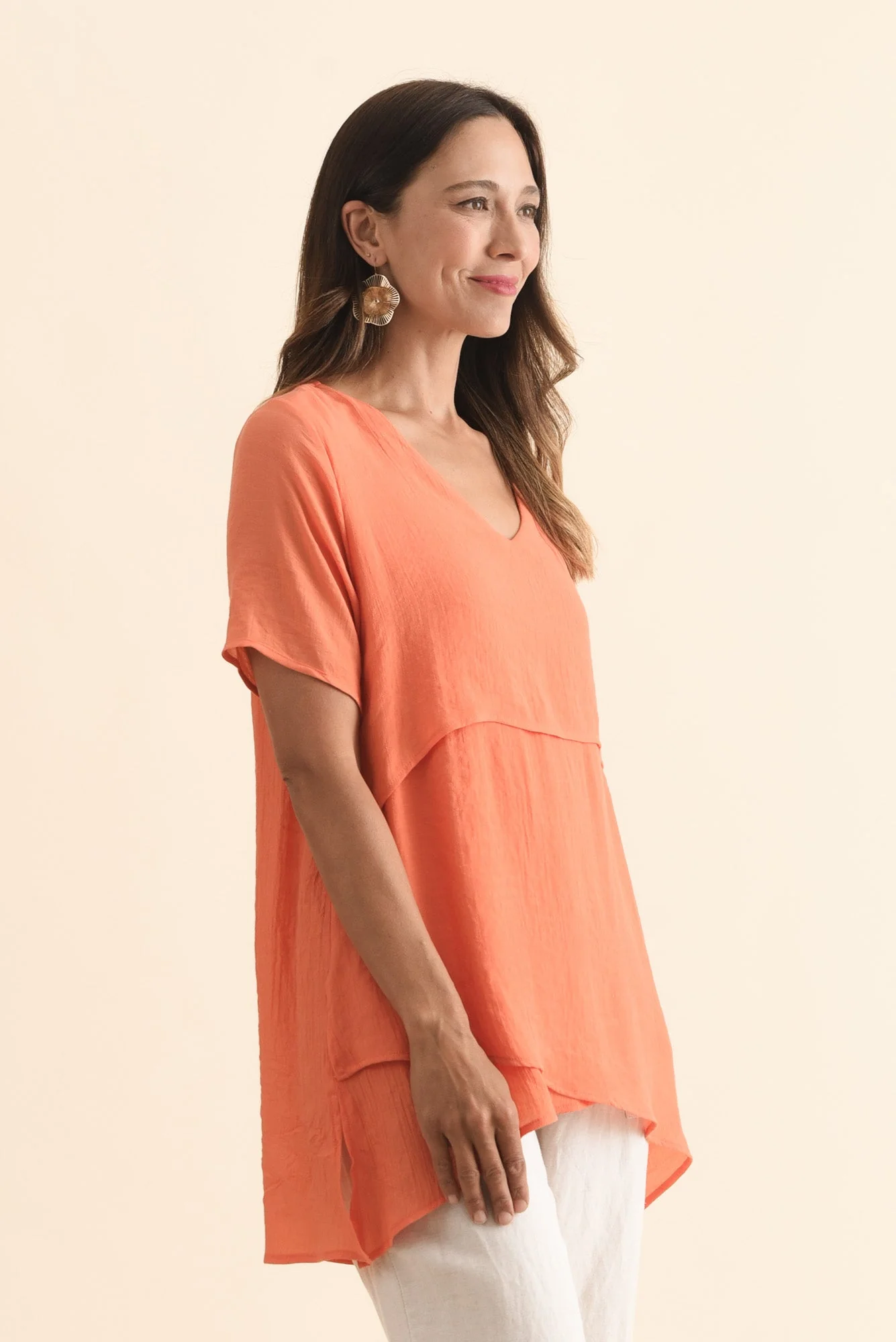Alvina Orange Layered Tunic Top - Image 3