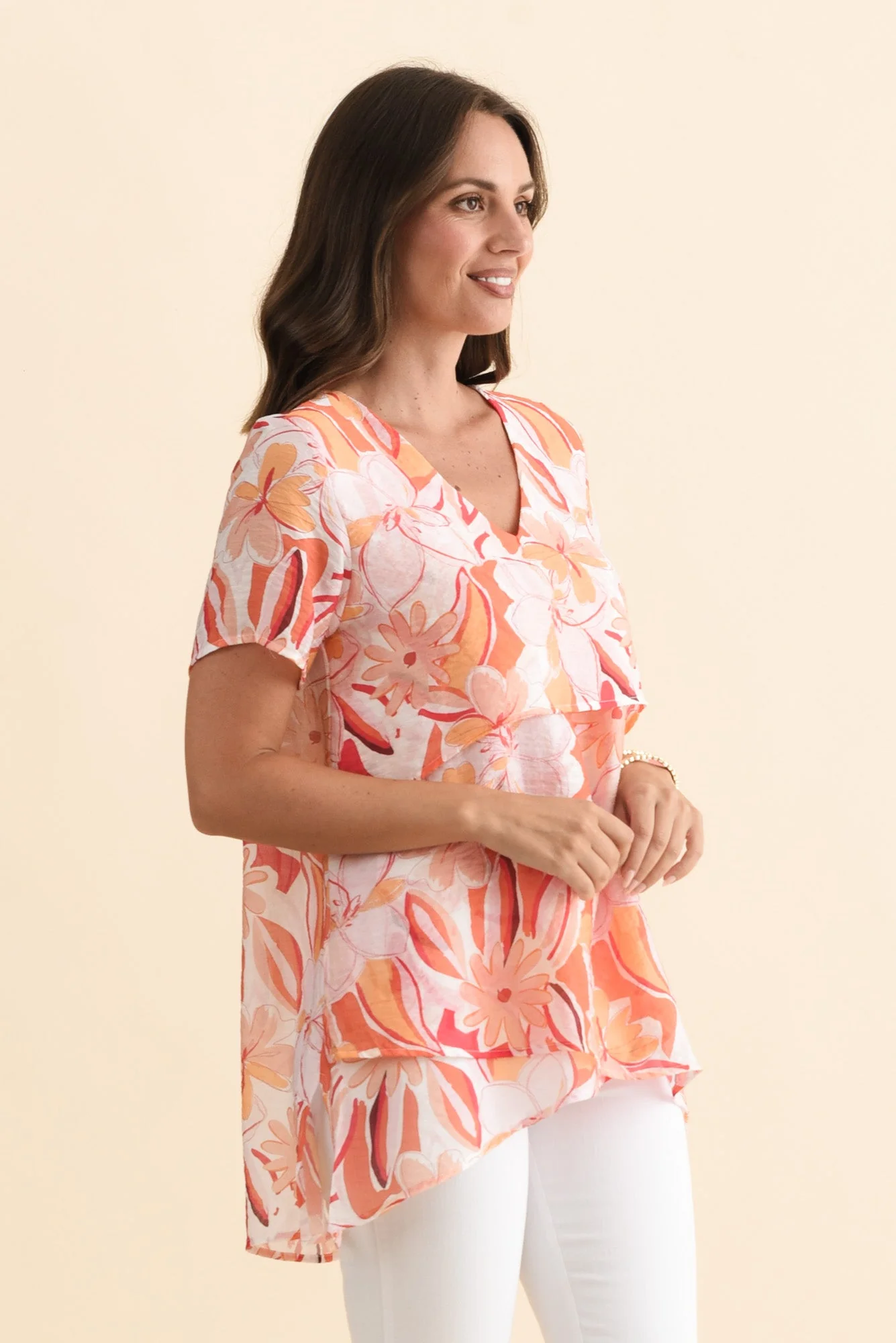 Alvina Pink Blossom Layered Tunic Top - Image 3
