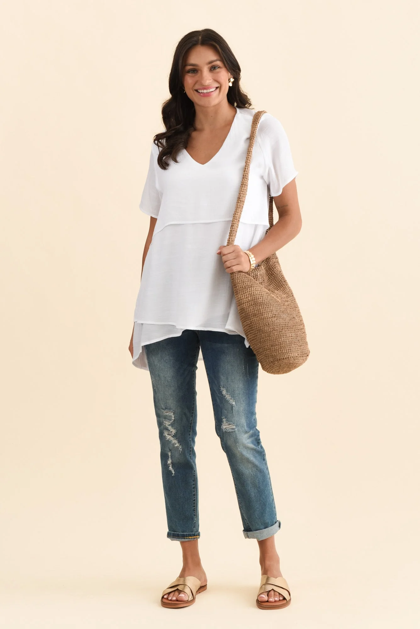 Alvina White Layered Tunic Top - Image 2