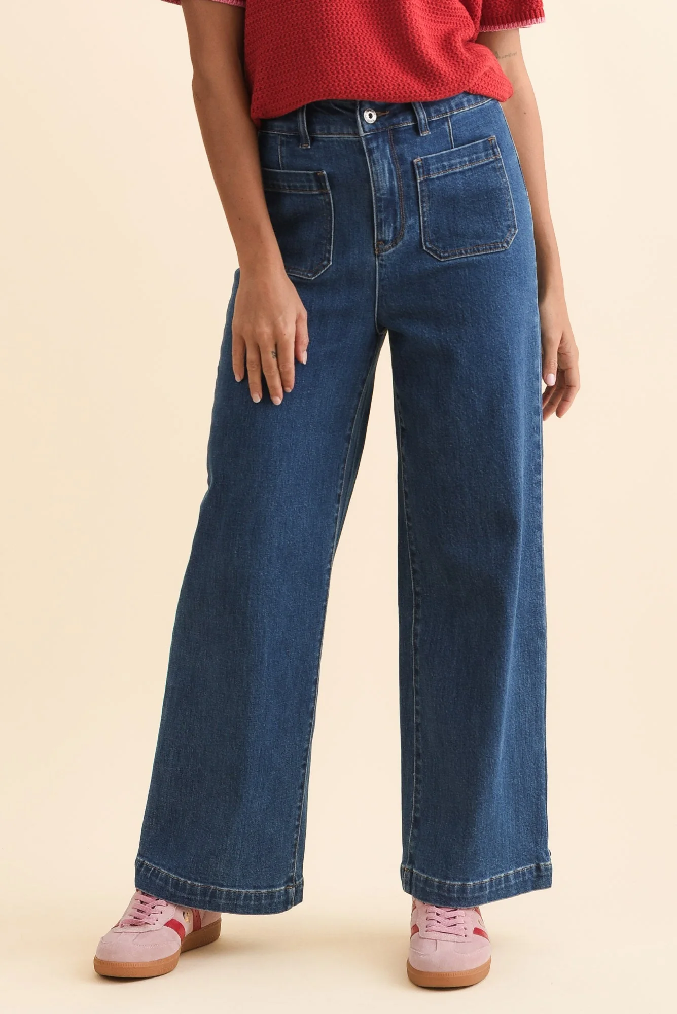 Alyssa Blue Wide Leg Stretch Jeans