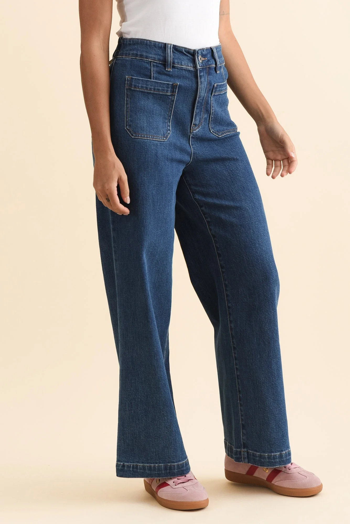 Alyssa Blue Wide Leg Stretch Jeans - Image 3