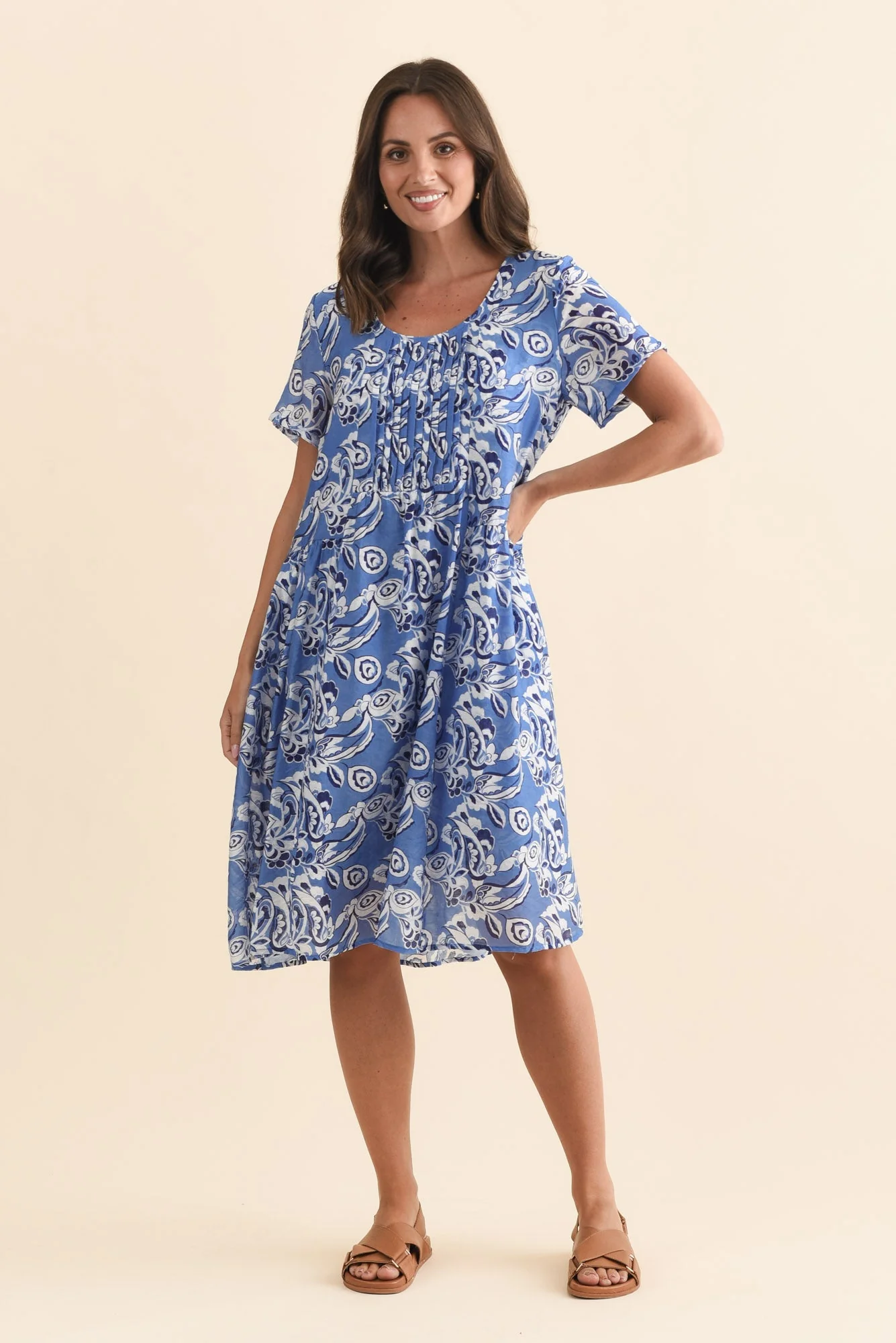 Alysse Blue Floral Pocket Dress - Image 2