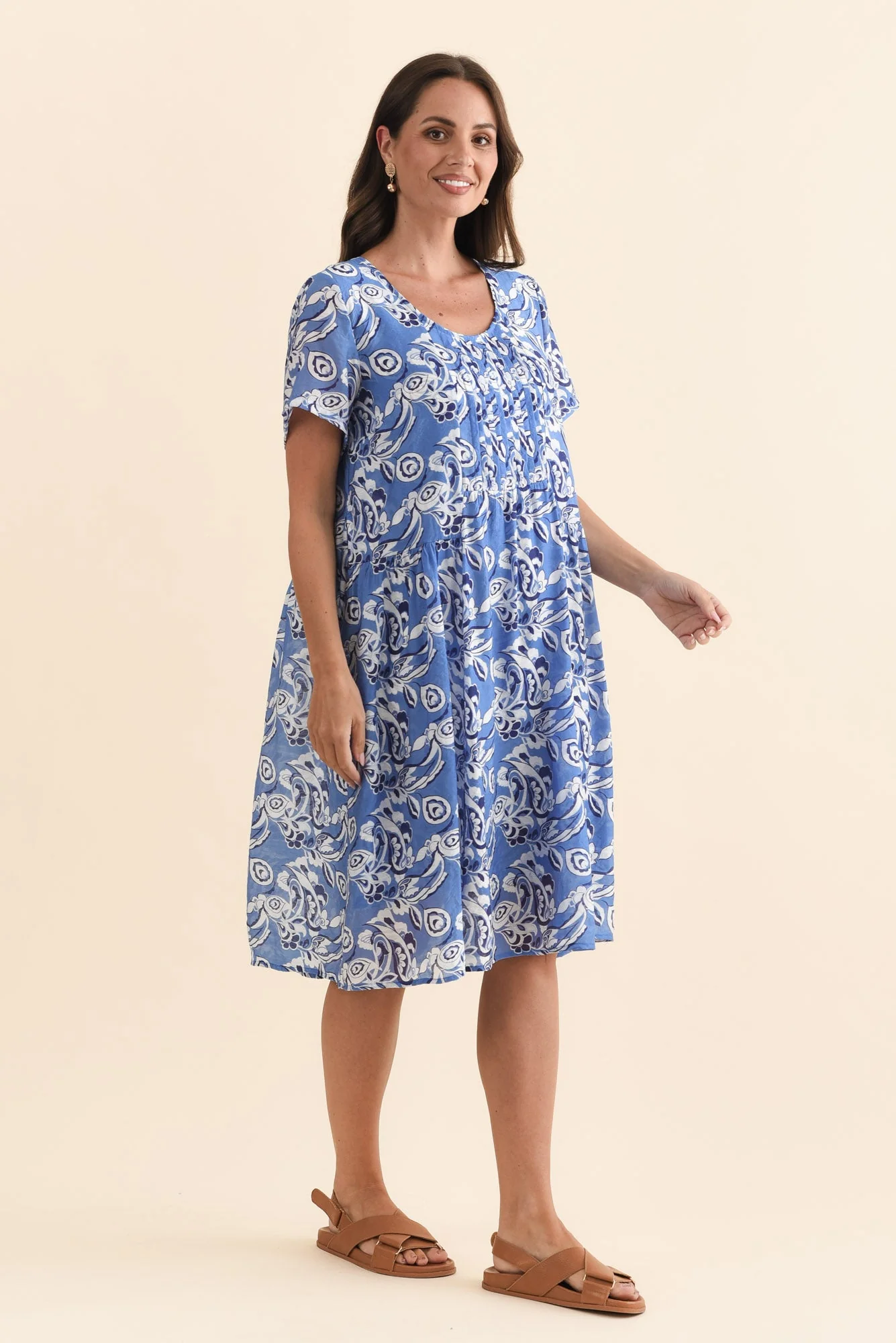 Alysse Blue Floral Pocket Dress - Image 3