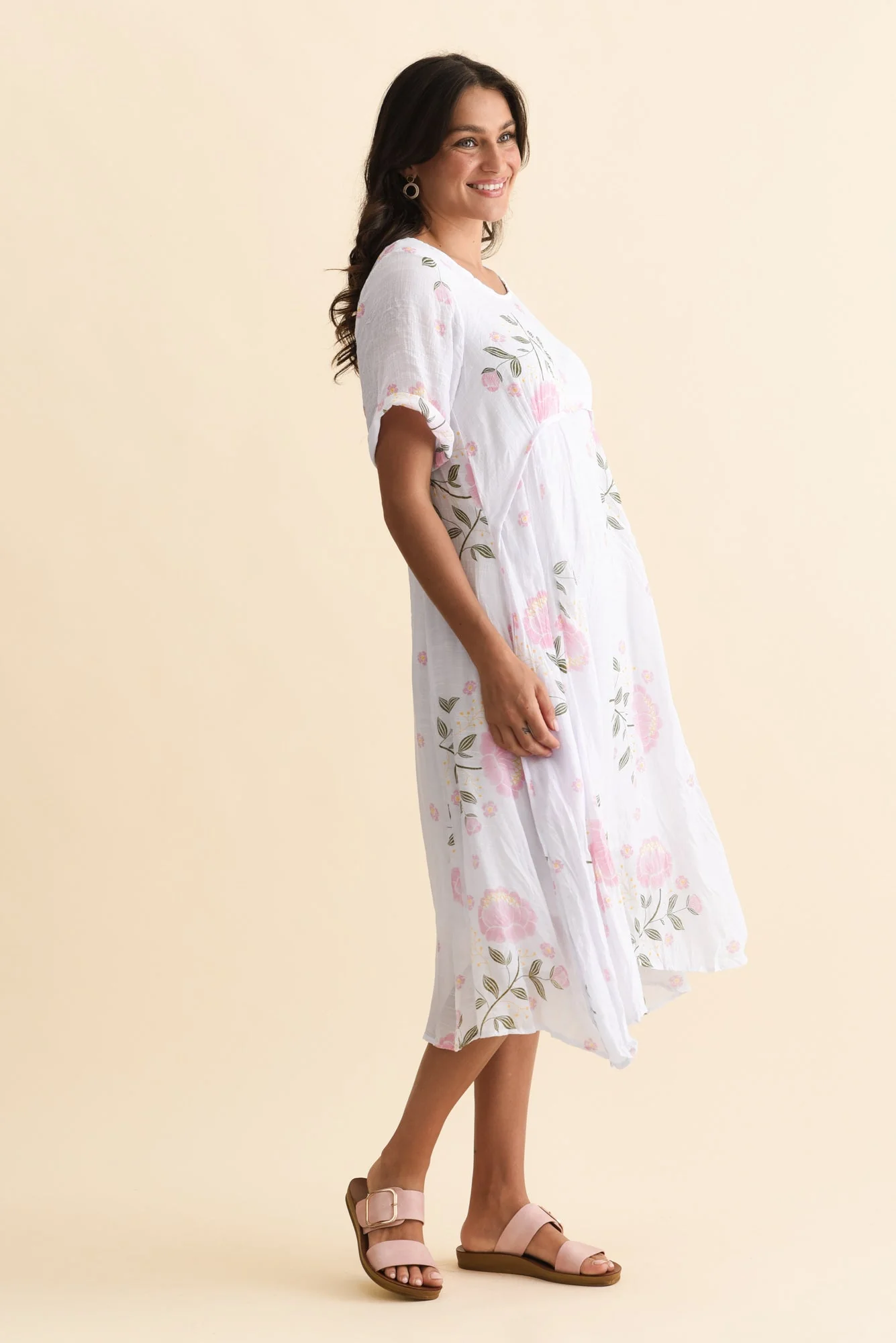 Amberley Pink Floral Cotton Blend Dress - Image 3