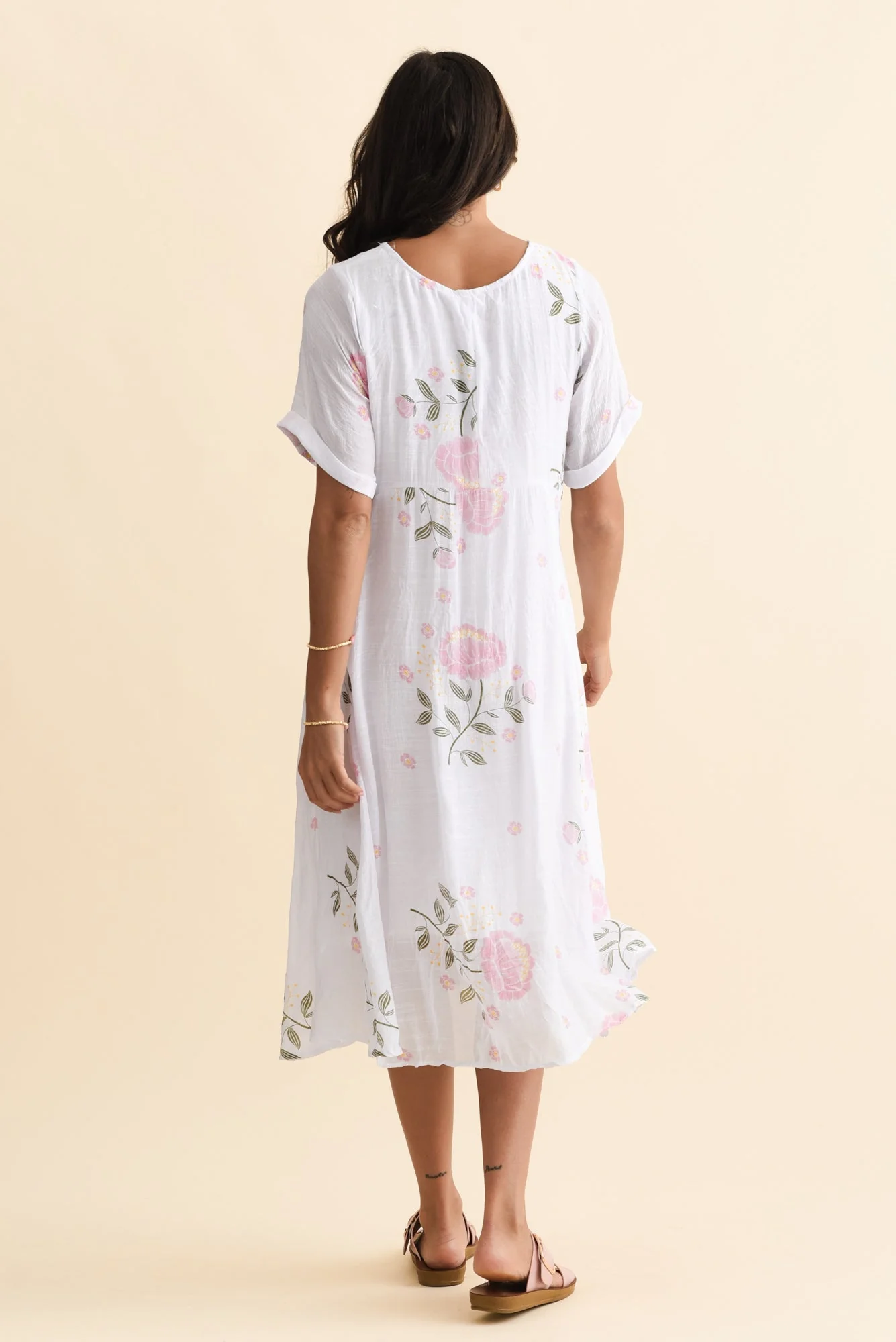 Amberley Pink Floral Cotton Blend Dress - Image 4