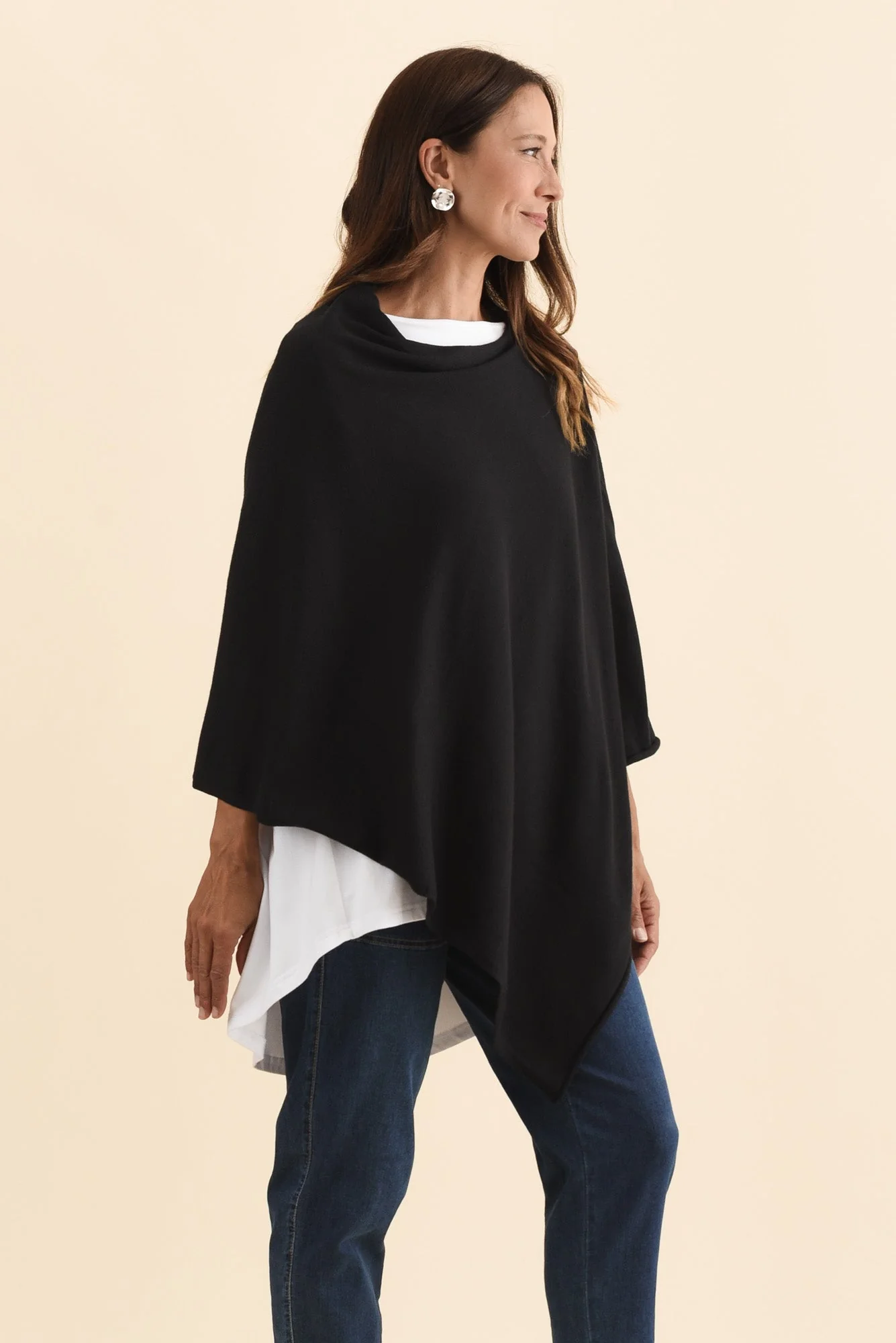 Amy Black Wool Blend Poncho - Image 4