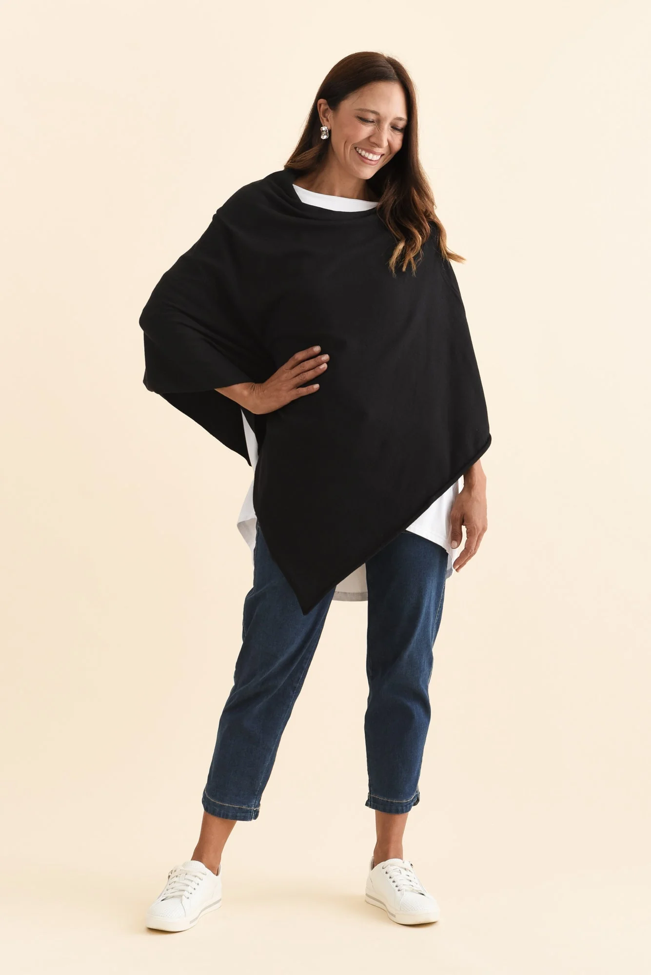Amy Black Wool Blend Poncho - Image 8