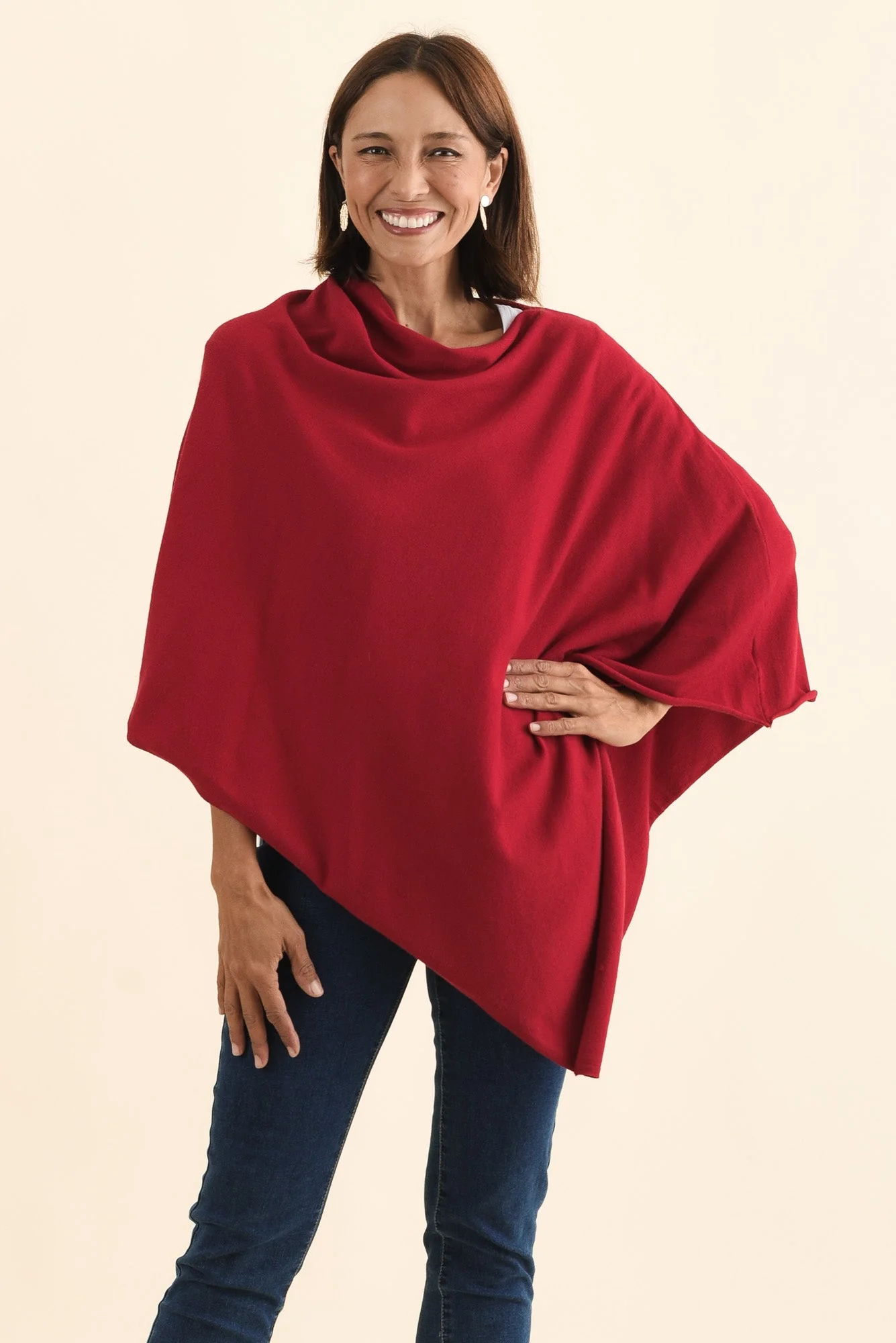 Amy Burgundy Wool Blend Poncho