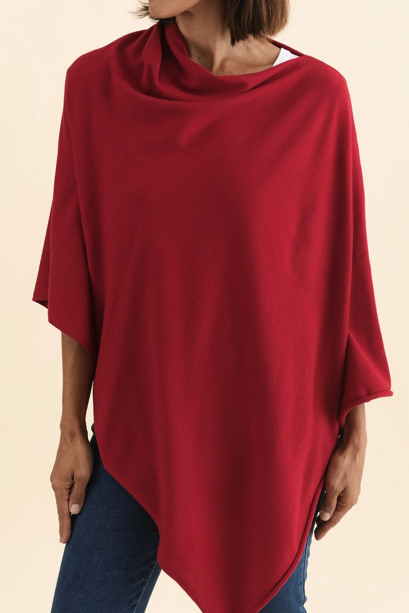 Amy Burgundy Wool Blend Poncho - Image 5