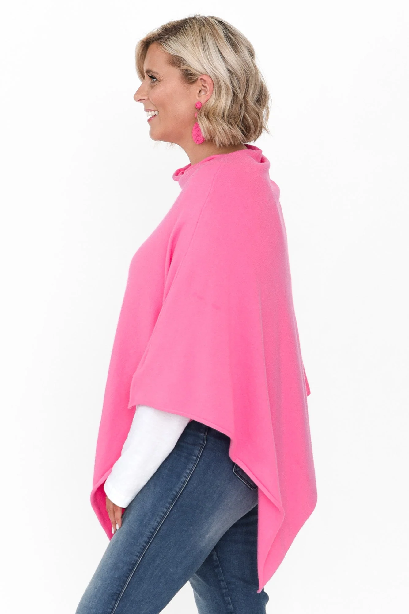Amy Fuchsia Wool Blend Poncho - Image 10