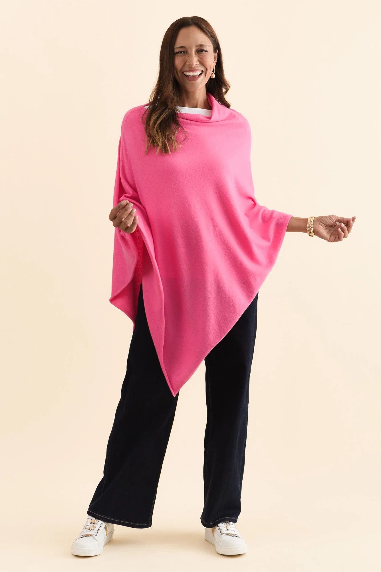 Amy Fuchsia Wool Blend Poncho - Image 6