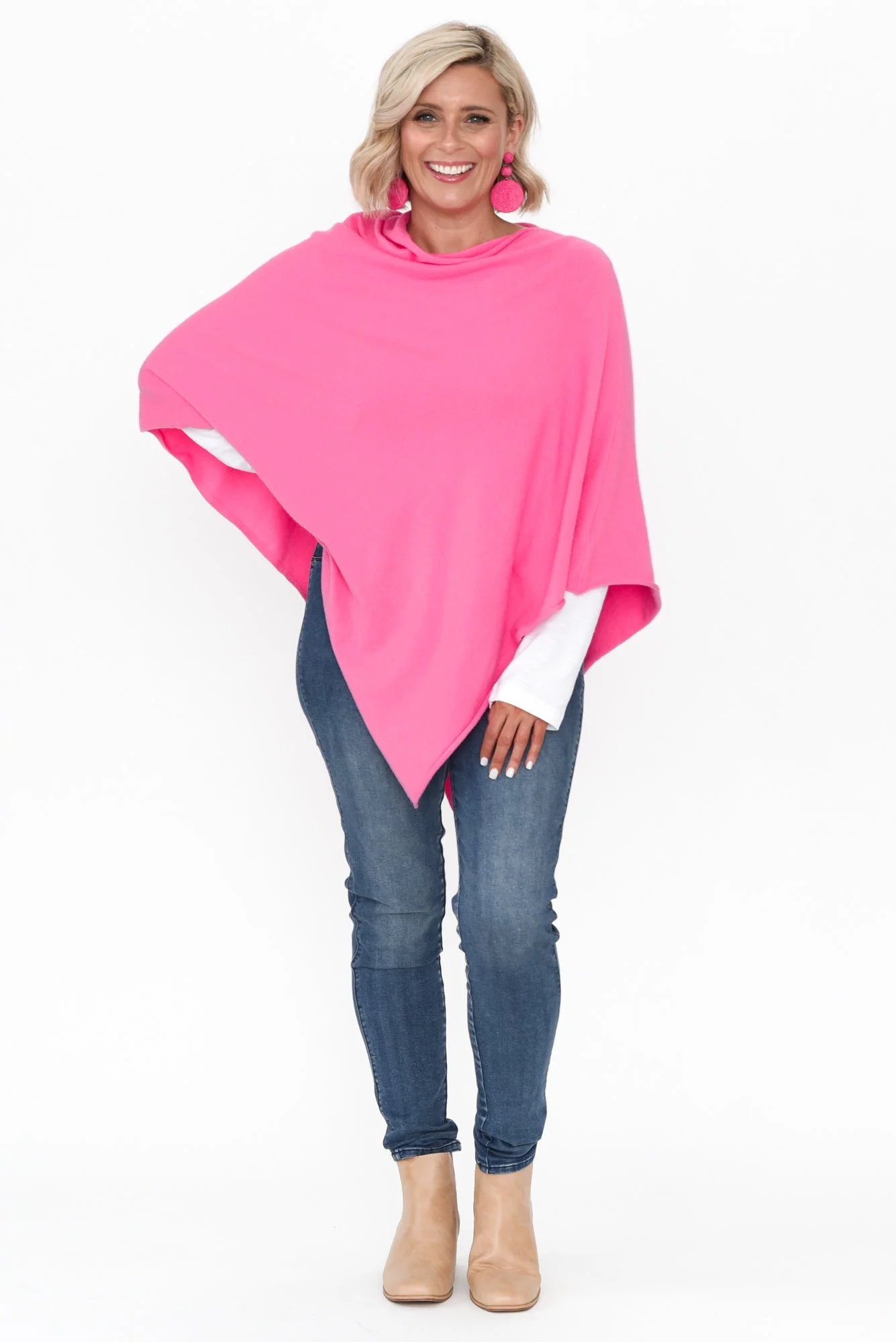 Amy Fuchsia Wool Blend Poncho - Image 9