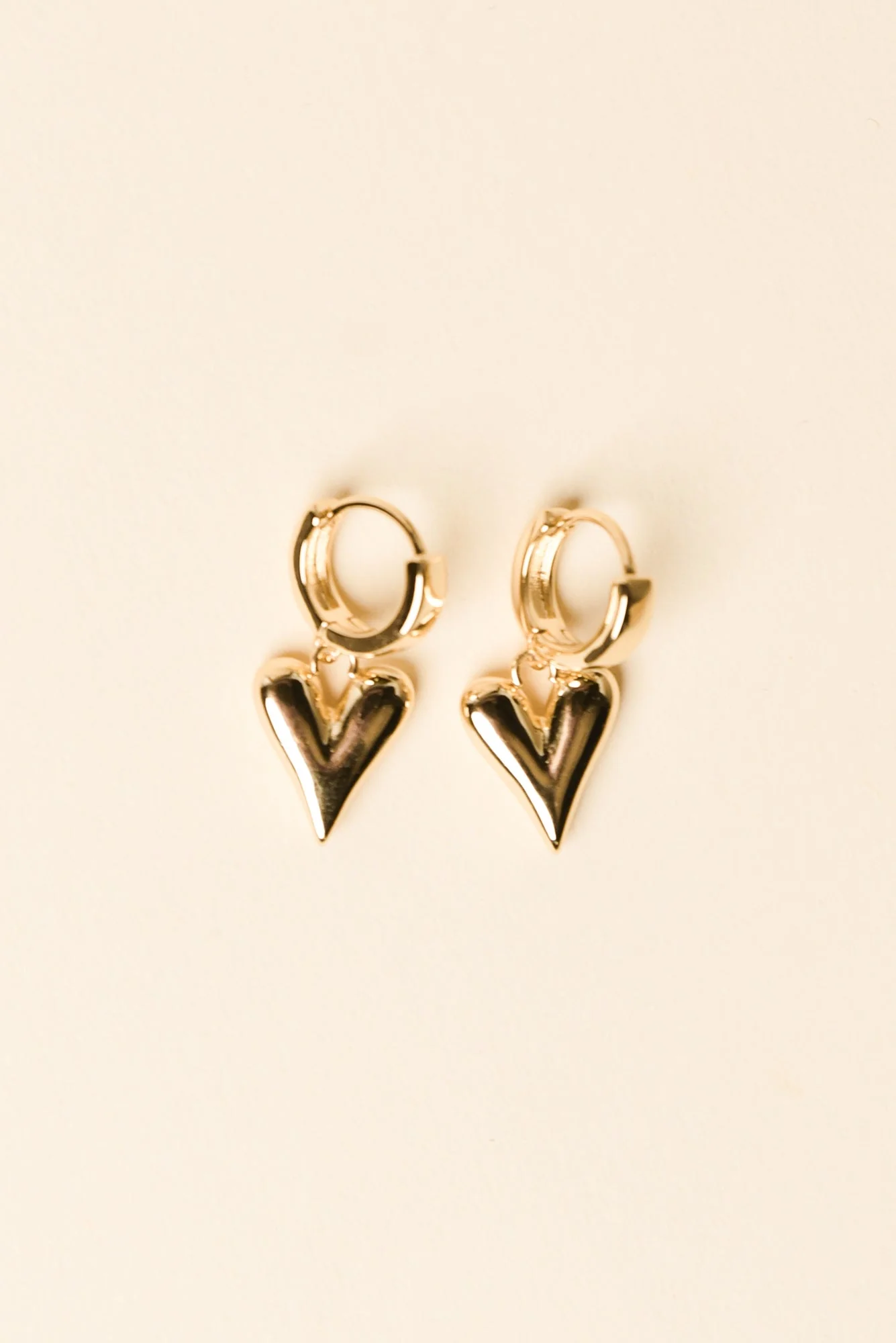 Amy Gold Heart Drop Earrings