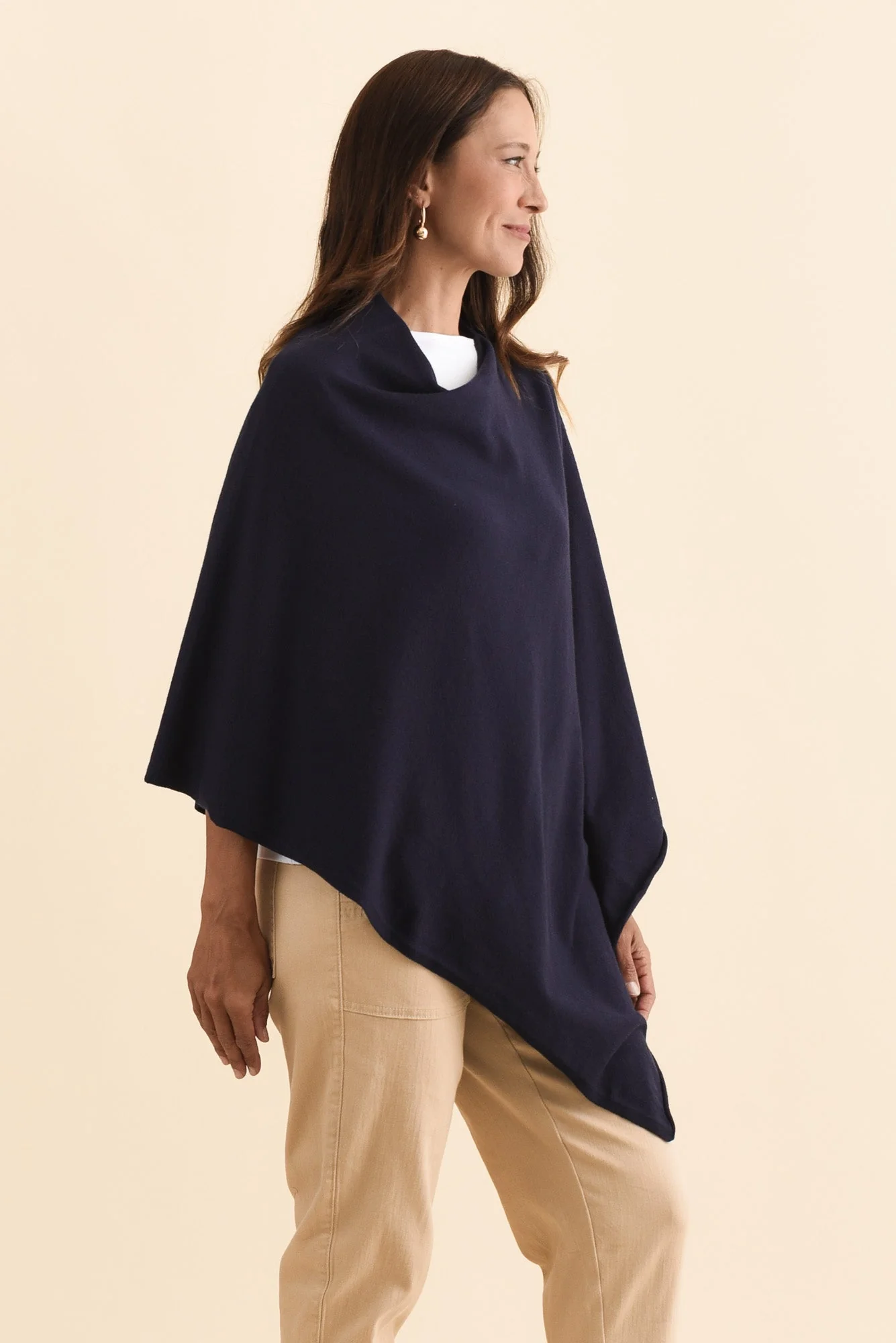 Amy Midnight Blue Wool Blend Poncho - Image 3
