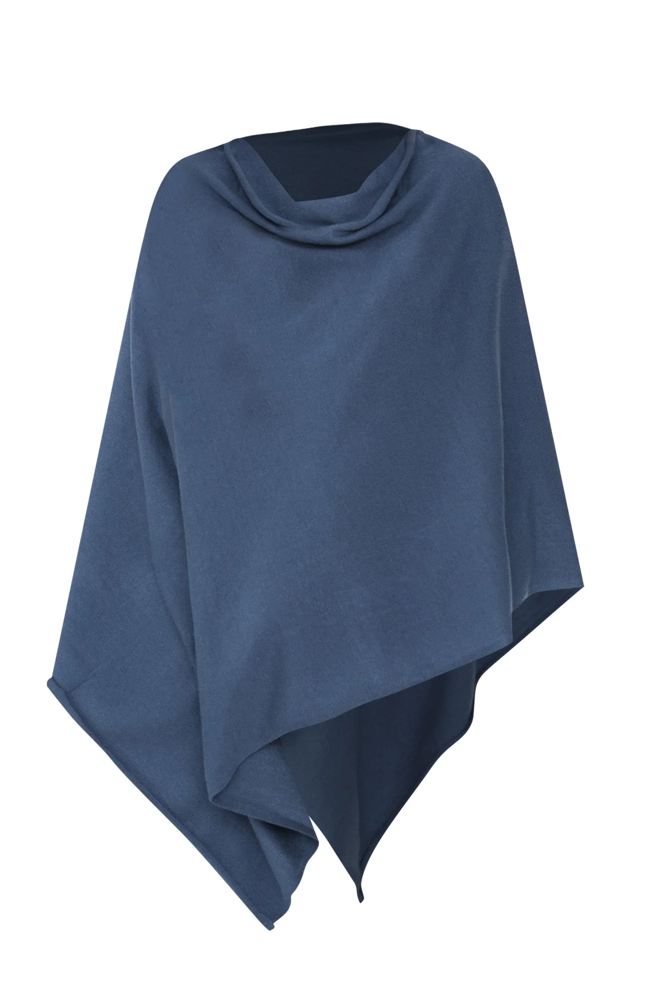 Amy Sea Blue Wool Blend Poncho - Image 6