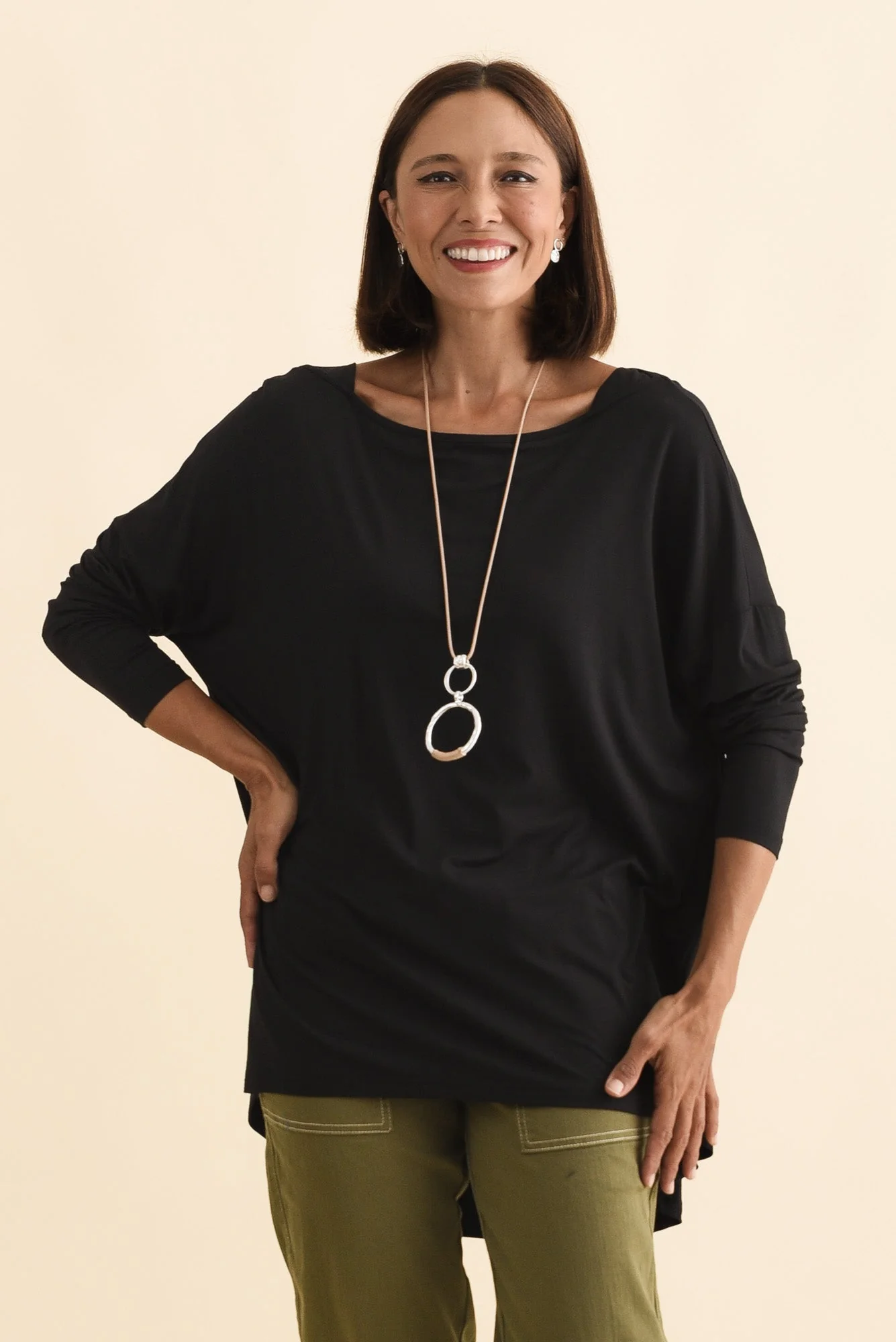 Anakin Black Hi Lo Bamboo Top