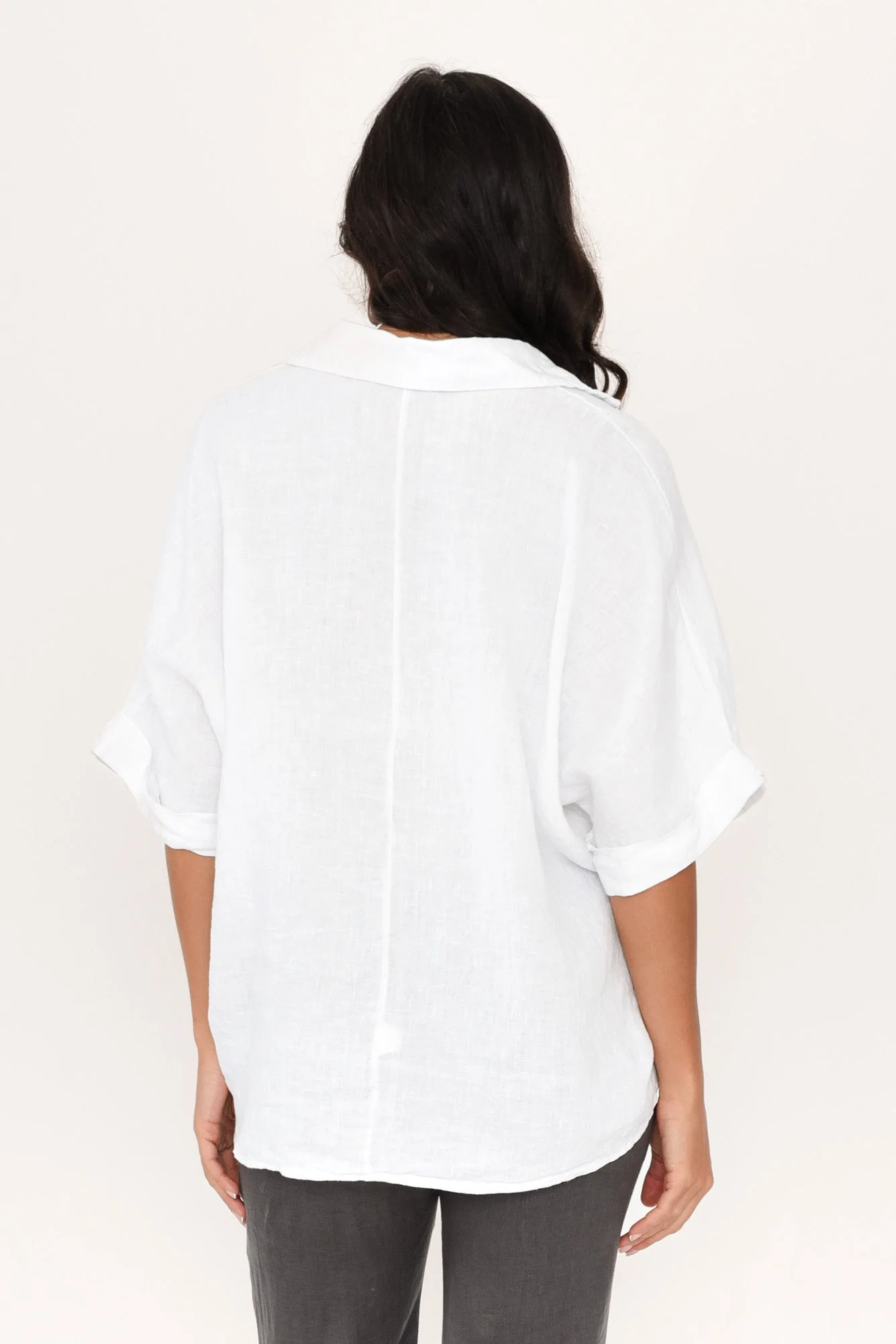 Anessa White Linen Collared Top - Image 4