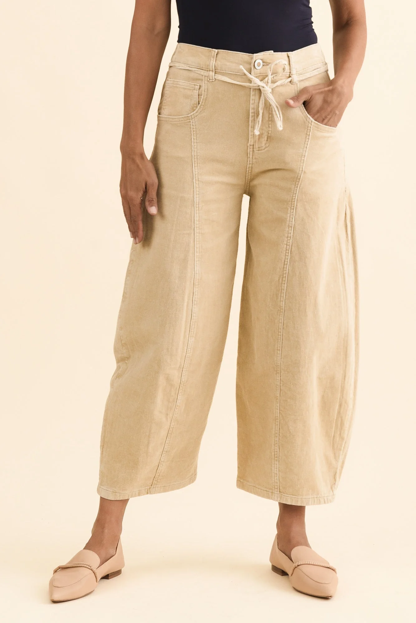 Angela Tan Wide Leg Corduroy Pants - Image 3