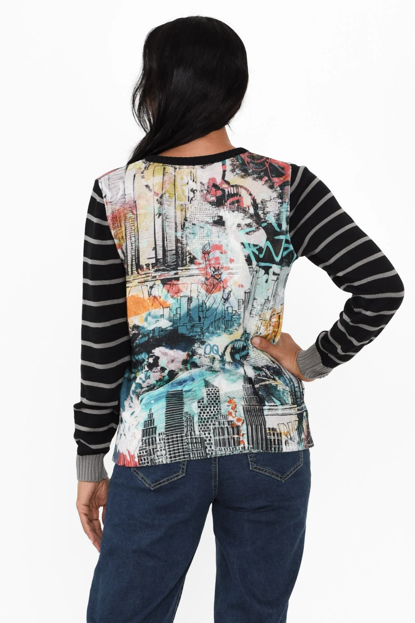 Anka Black Abstract Organic Cotton Jumper - Image 4