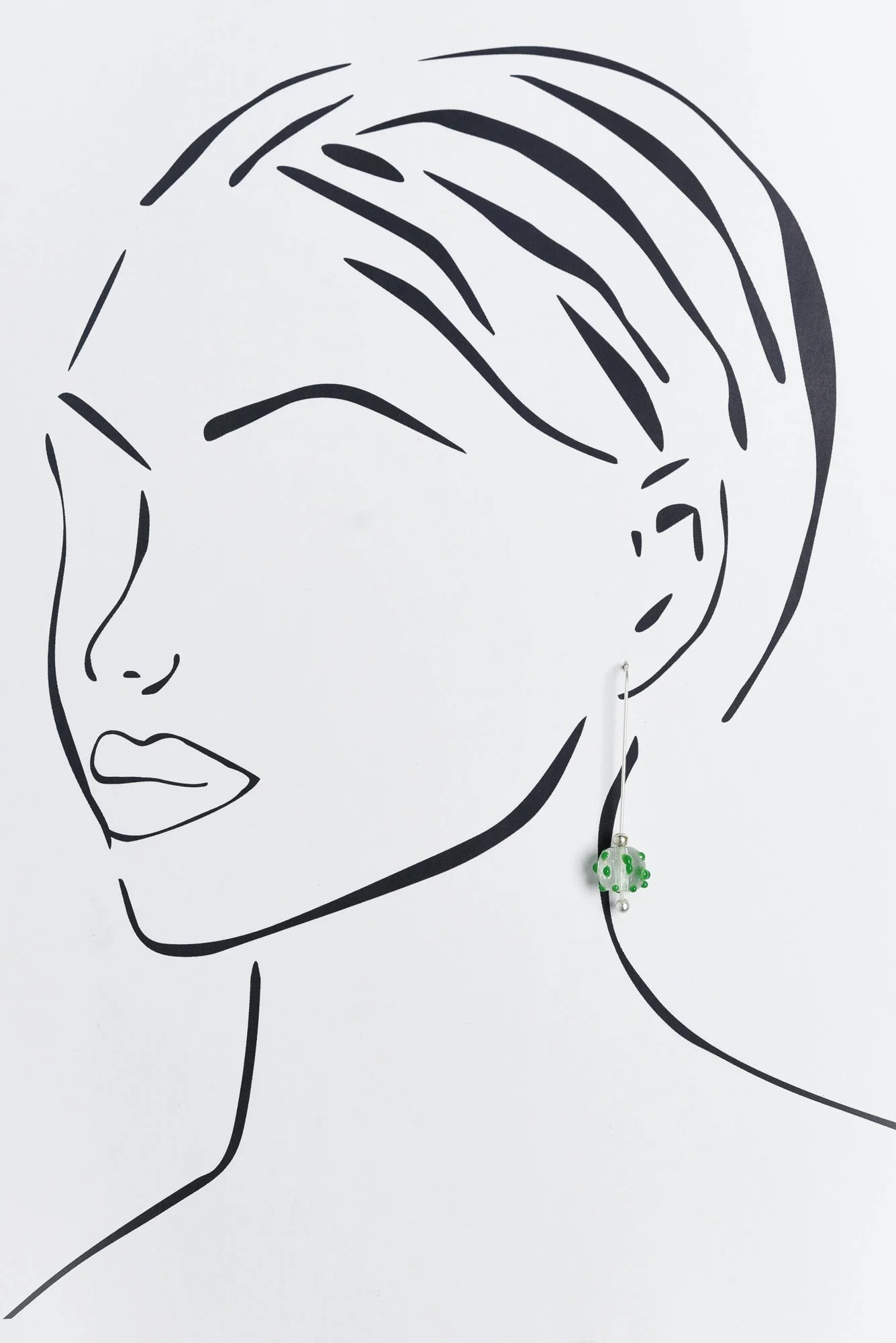 Anka Green Dot Glass Hook Earrings - Image 2