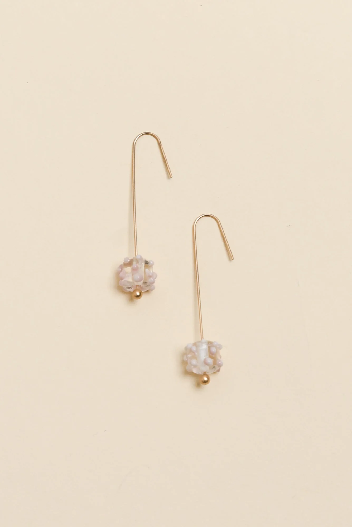 Anka Pink Dot Glass Hook Earrings