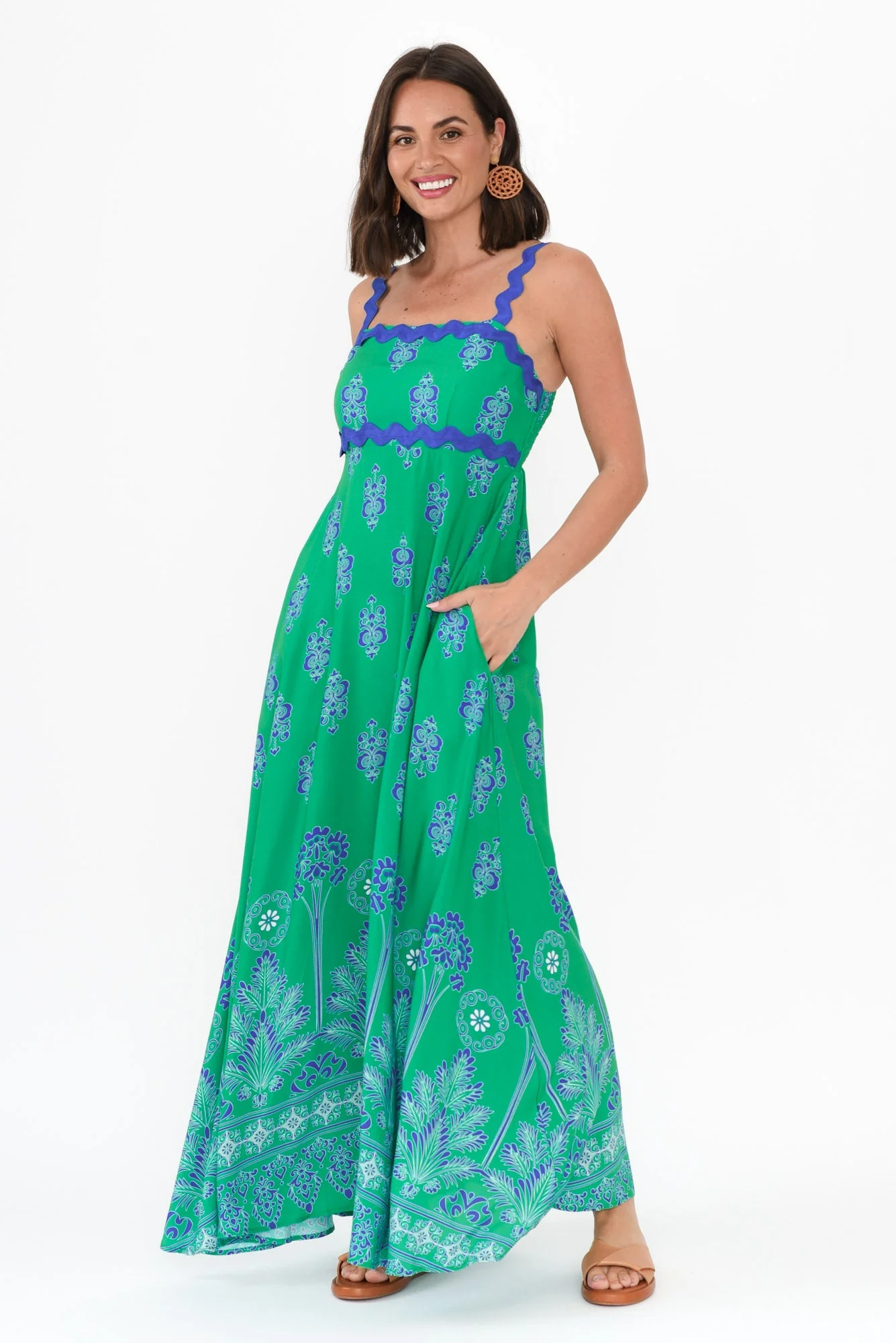Annalise Green Mosaic Maxi Dress - Image 6