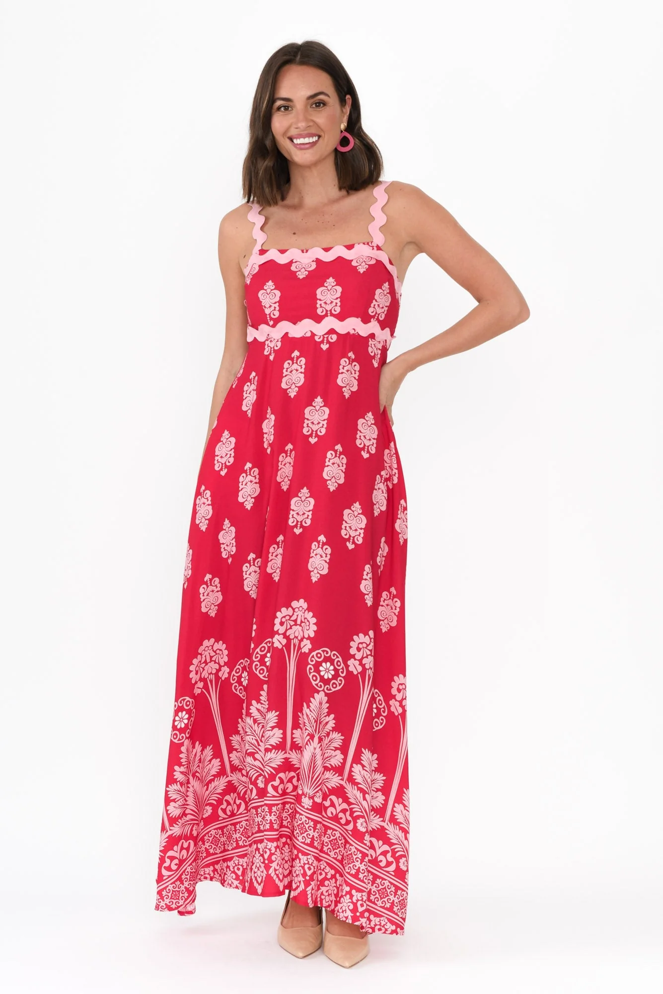 Annalise Red Mosaic Maxi Dress - Image 2