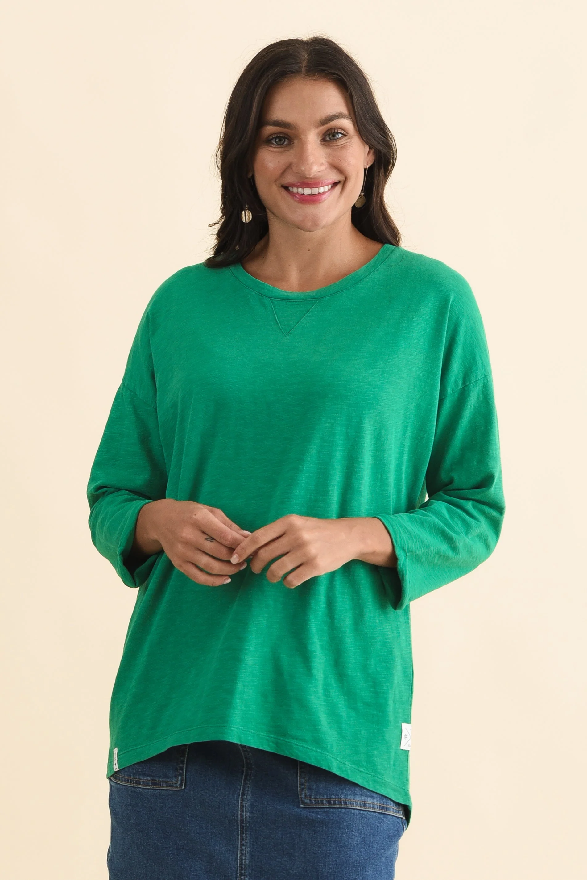 Annie Forest Green Cotton Top