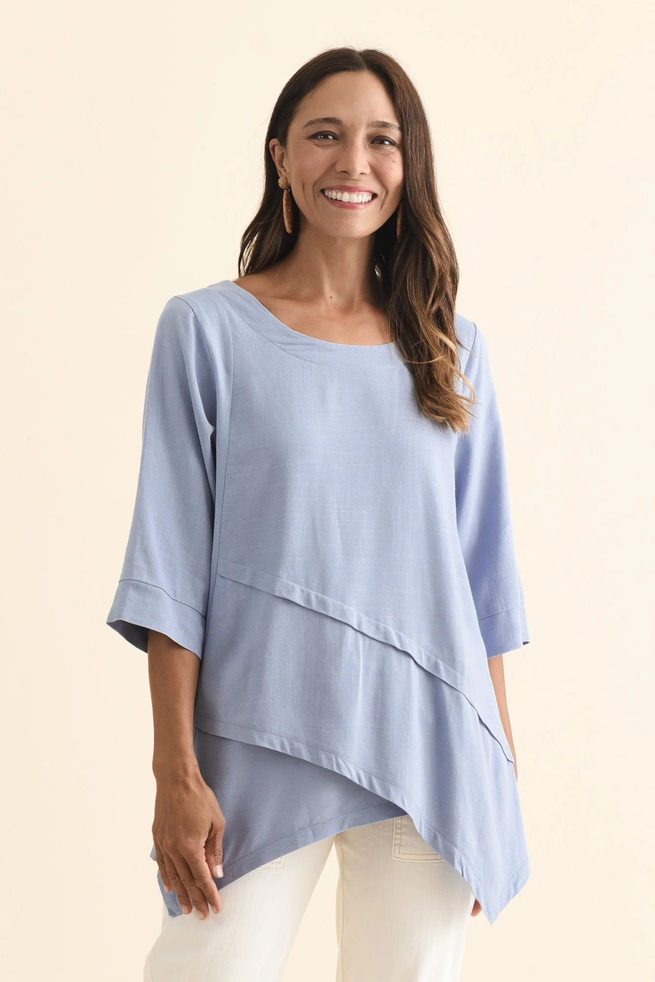 Anya Light Blue Linen Cotton Top